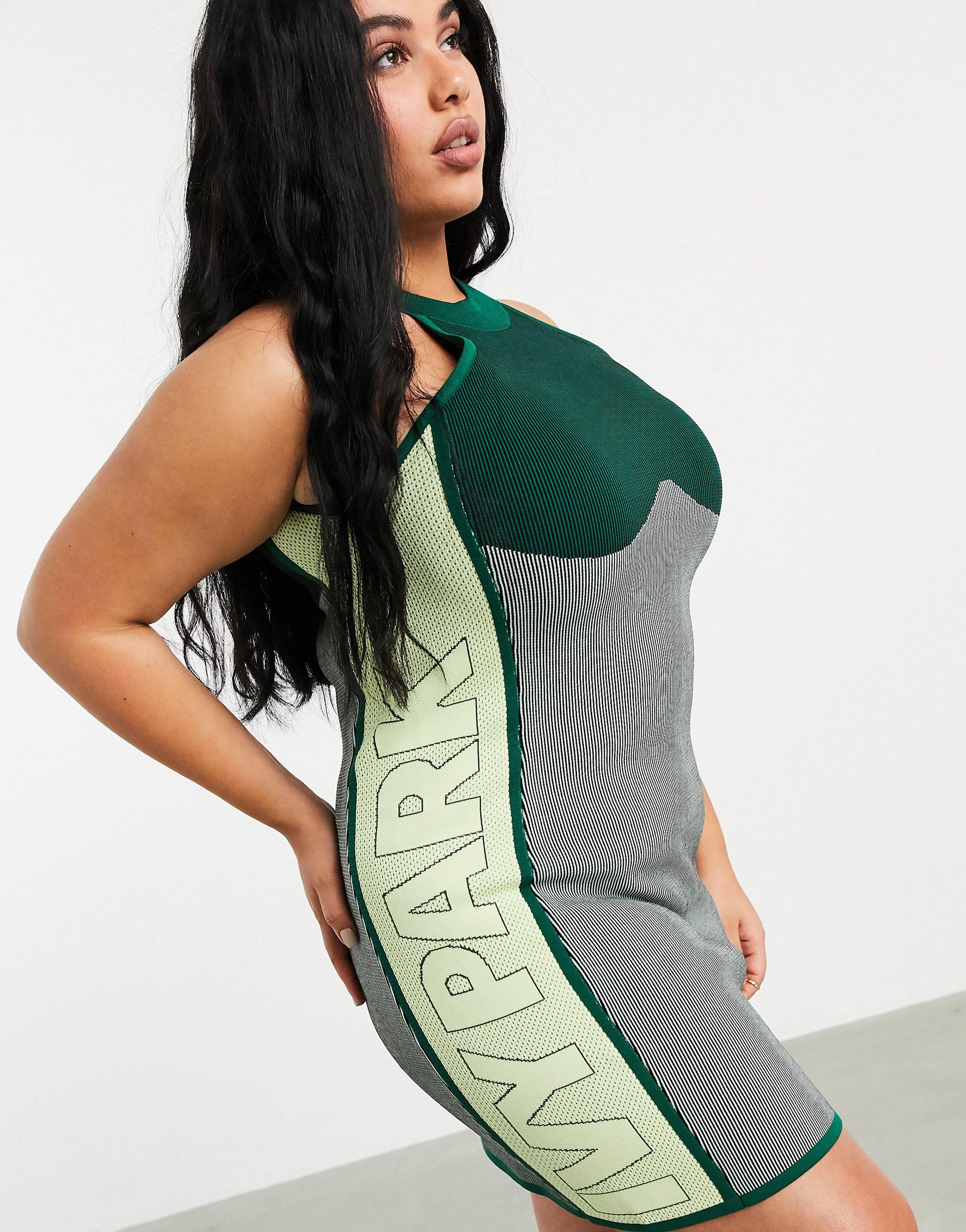 Ivy Park Adidas X Plus Knitted Midi Dress in Green