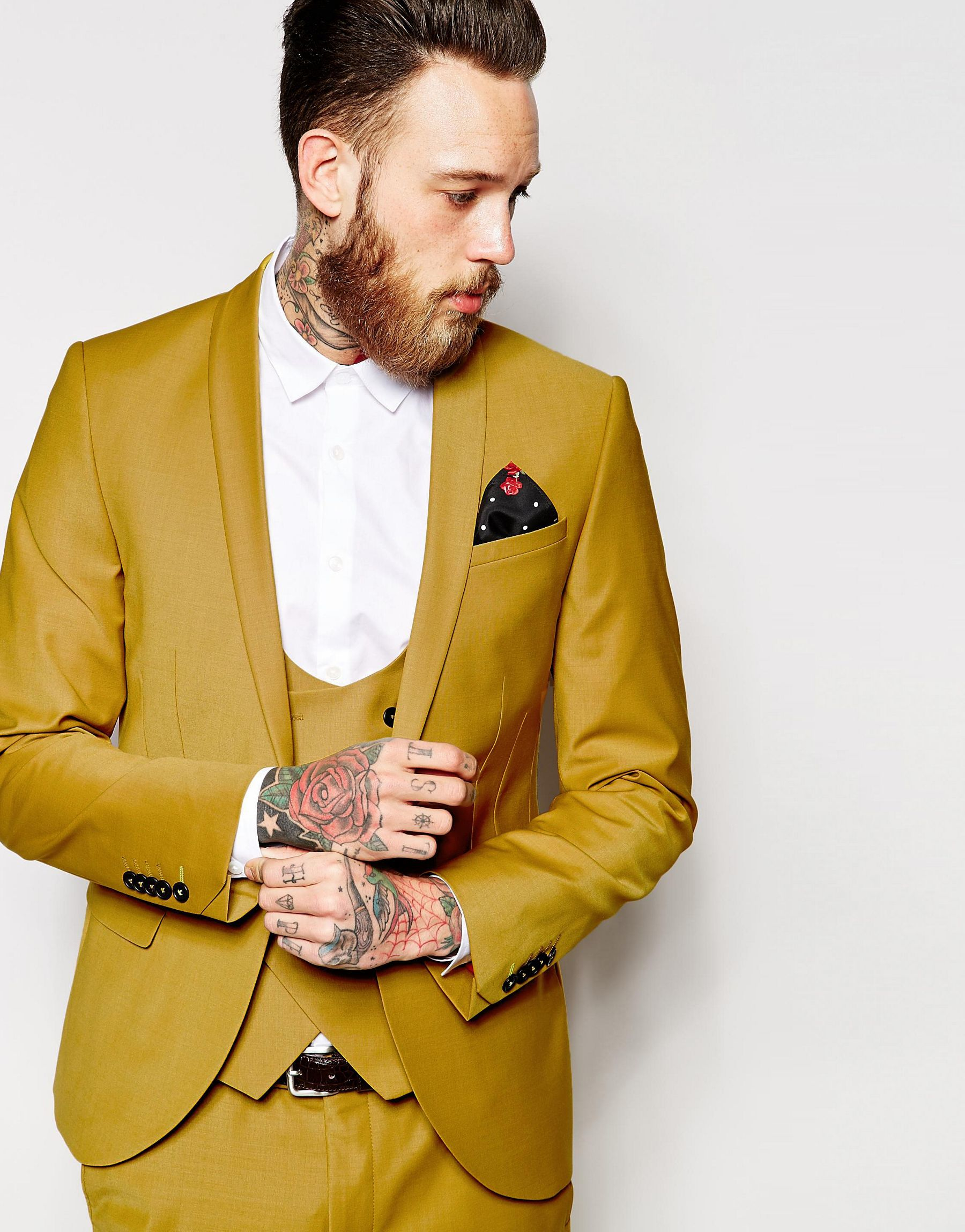 Noose And Monkey Suit Jacket With Stretch And Shawl Lapel In Skinny Fit in  Yellow for Men | Lyst