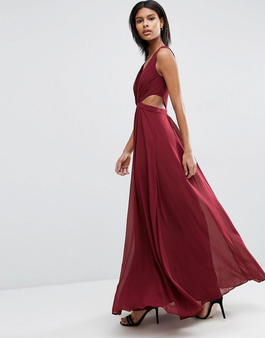 ASOS Chiffon Side Cut Out Maxi Dress in 