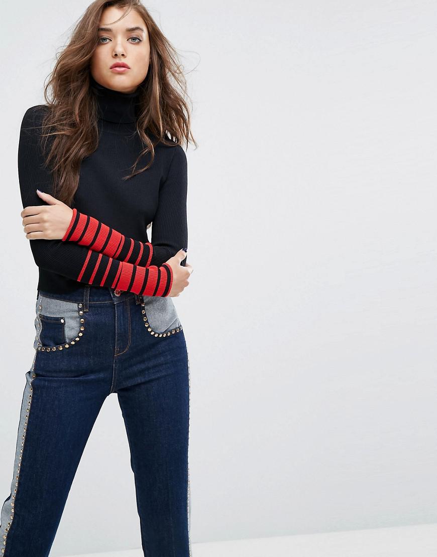 Tommy Hilfiger Synthetic Gigi Hadid Cropped Roll Neck Knit Jumper in Black  | Lyst