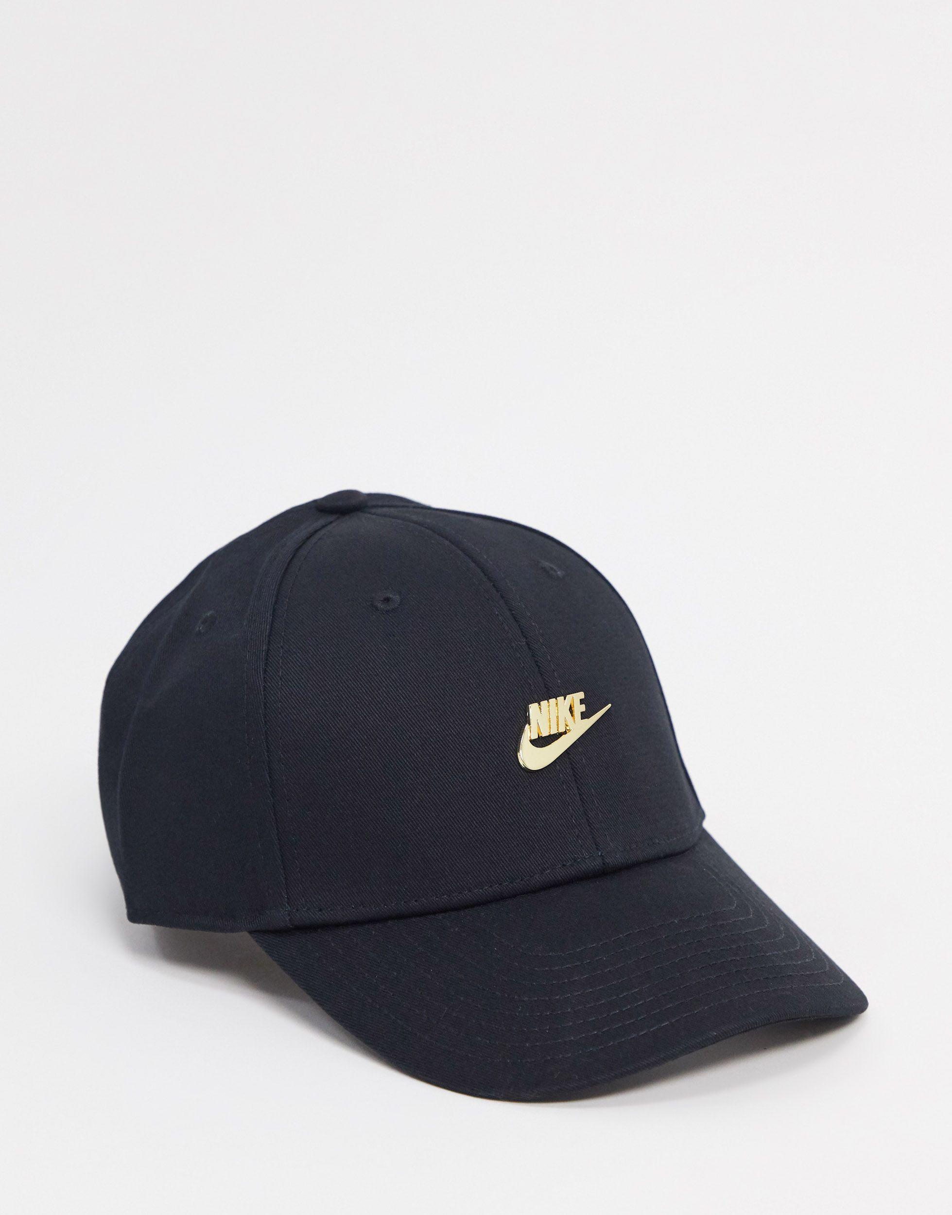 Nike Metallic Cap With Gold Logo in Black for Men - Lyst