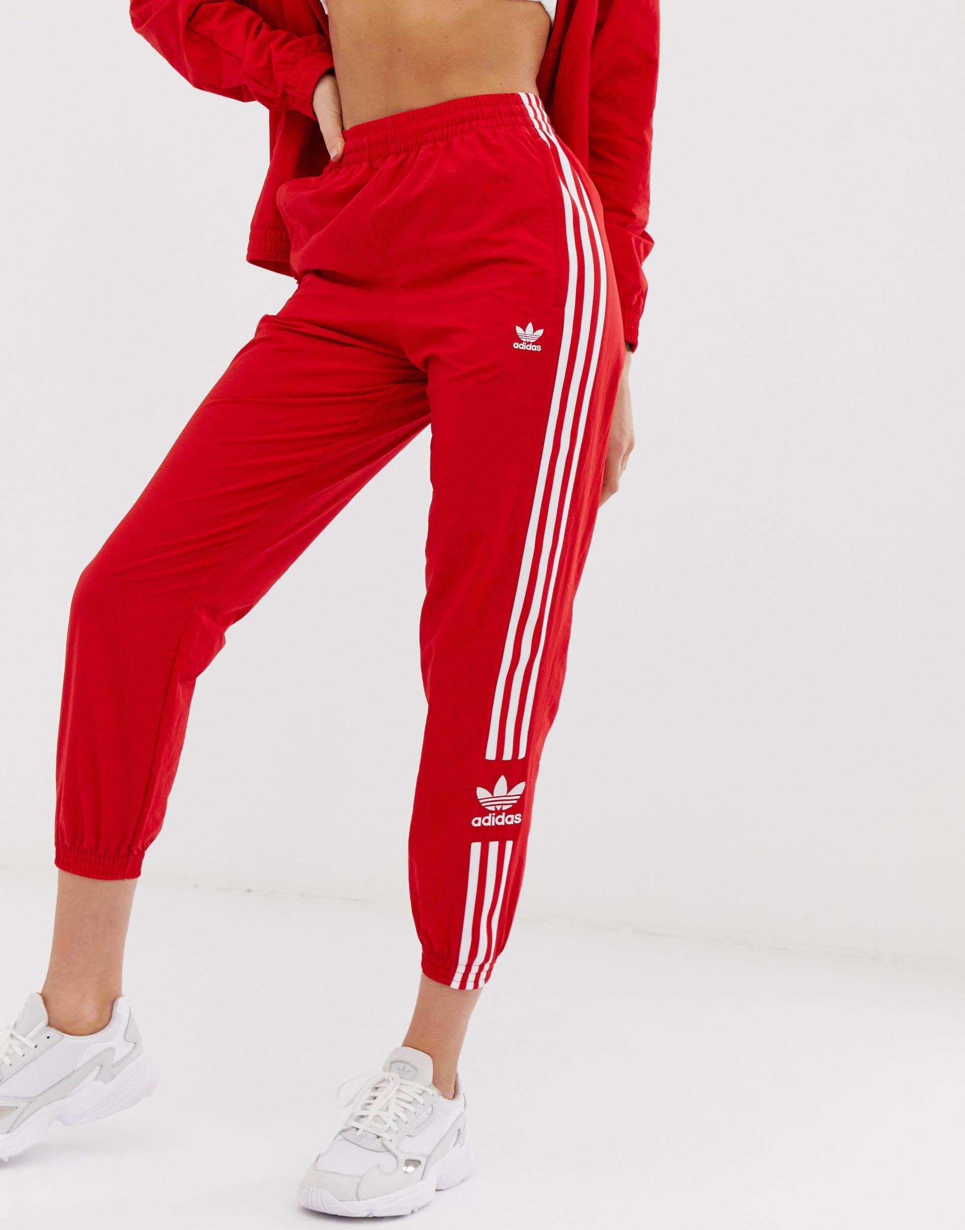 adidas Originals Synthetic Adicolor Locked Up Logo Track Pants in Red | Lyst
