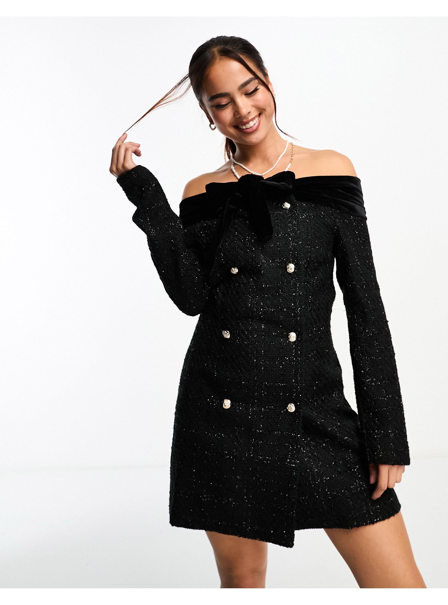 Wallis black bardot clearance dress