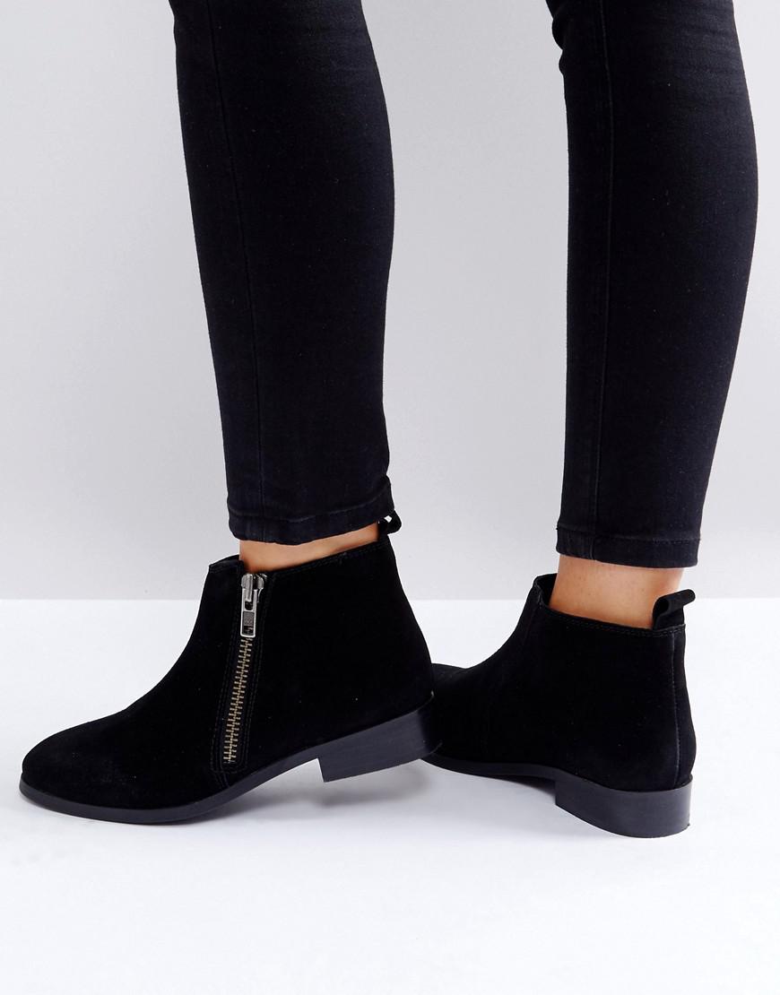 Miss Kg Spitfire Suede Zip Flat Ankle Boots in Black - Lyst
