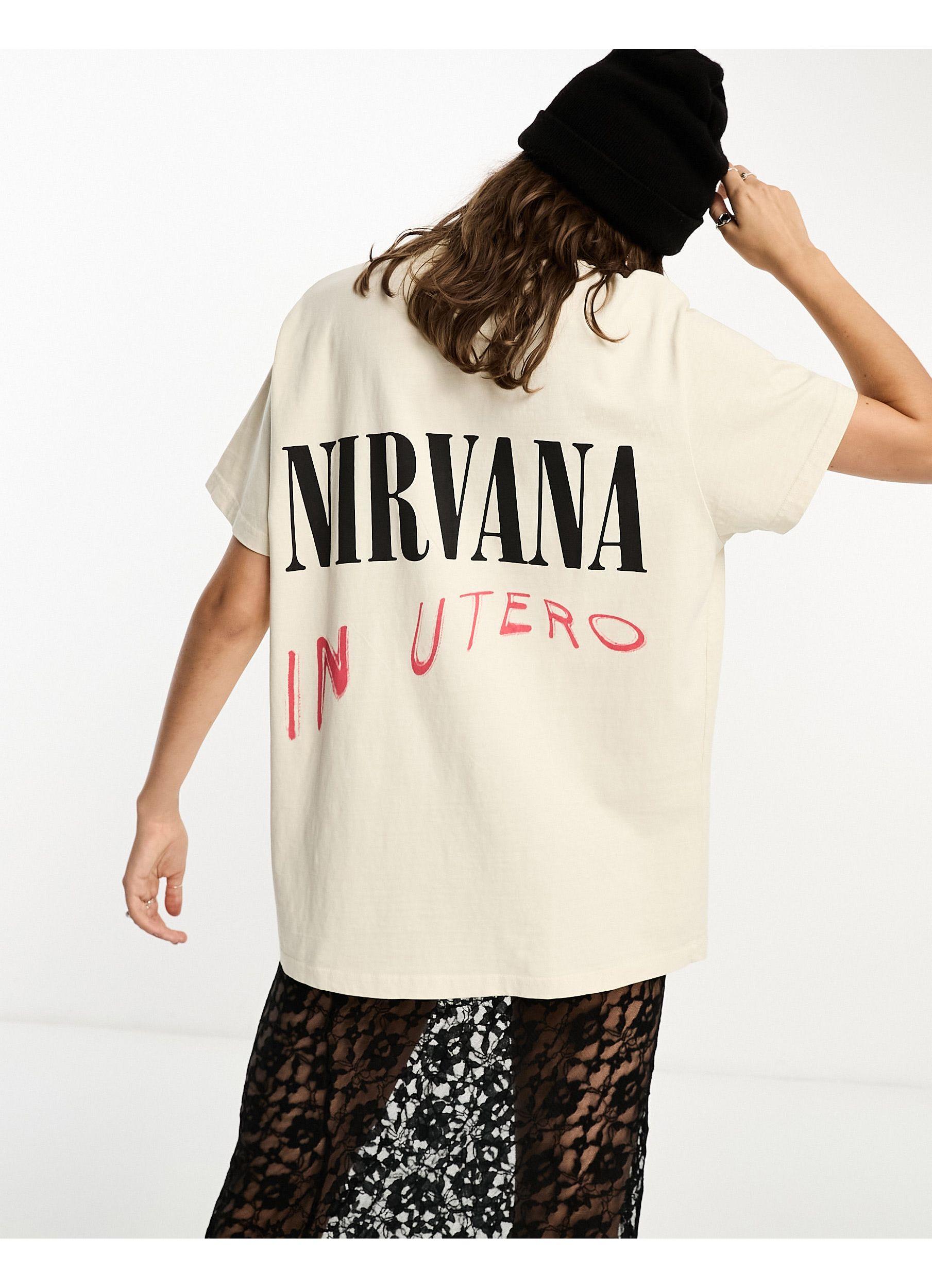 Stradivarius Str Nirvana T-shirt in White | Lyst
