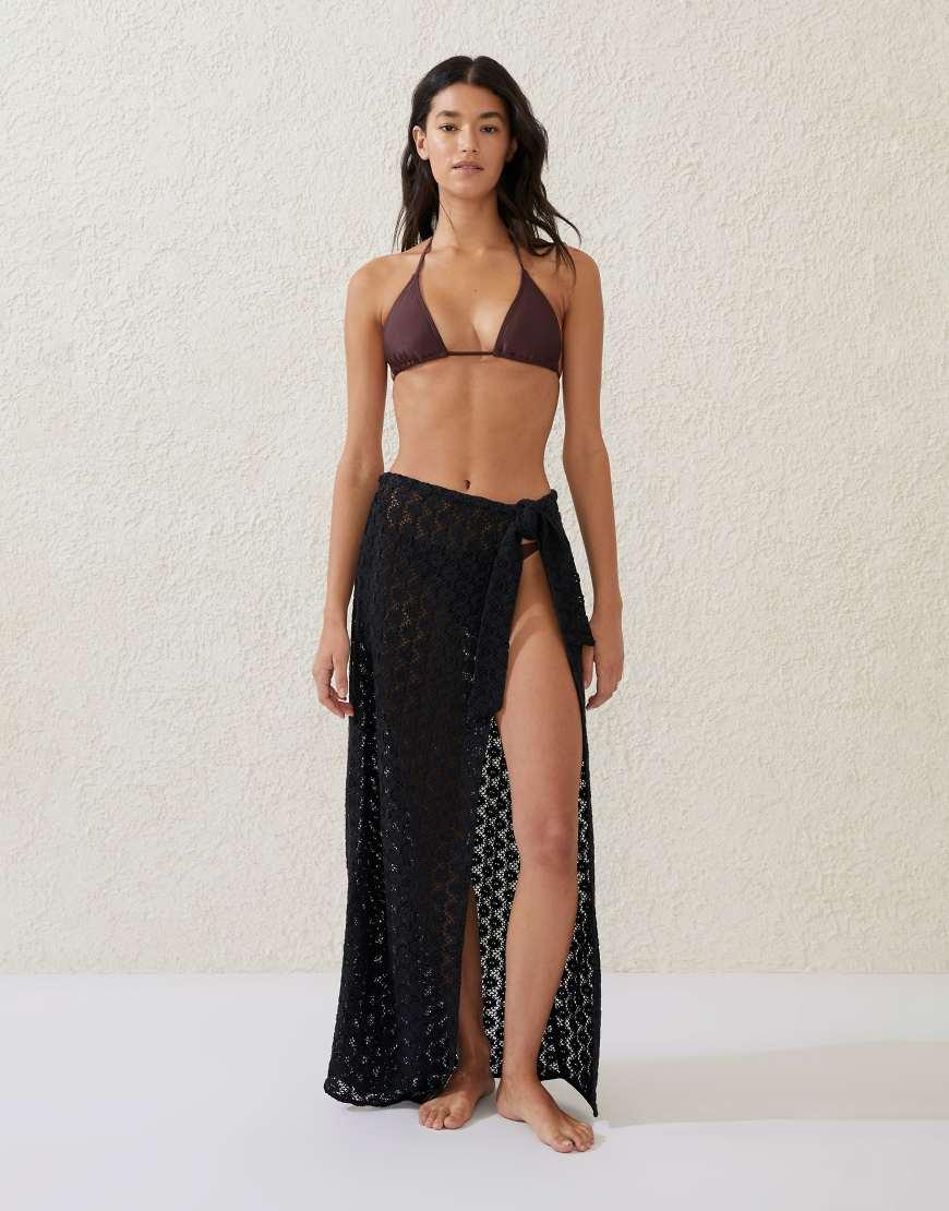 Cotton On Open Mesh Beach Sarong Wrap Skirt in Black Lyst UK