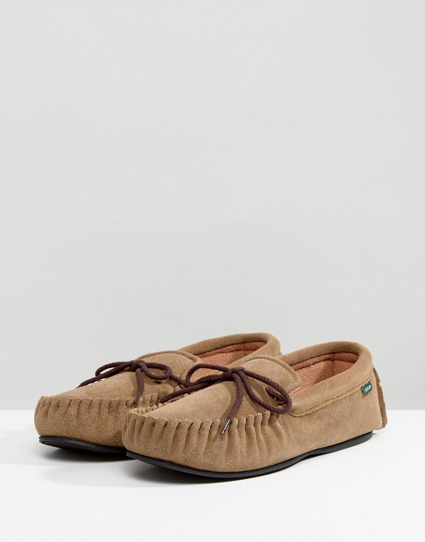 totes brown suede saddle moccasin slippers