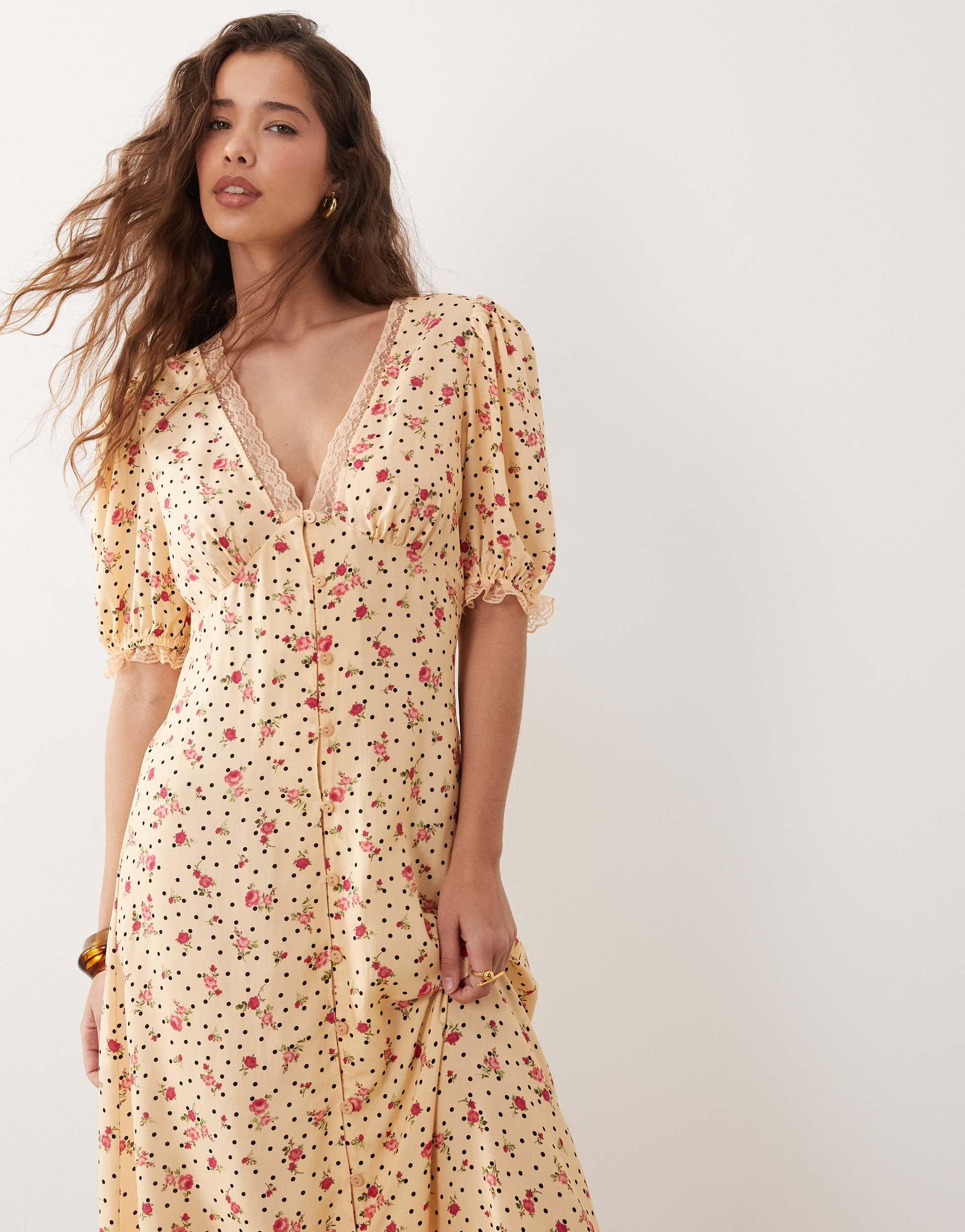 open lace back dress Goldie Pink Floral Print Chiffon Long-Sleeve Wrap Mini Dress  Club L  London