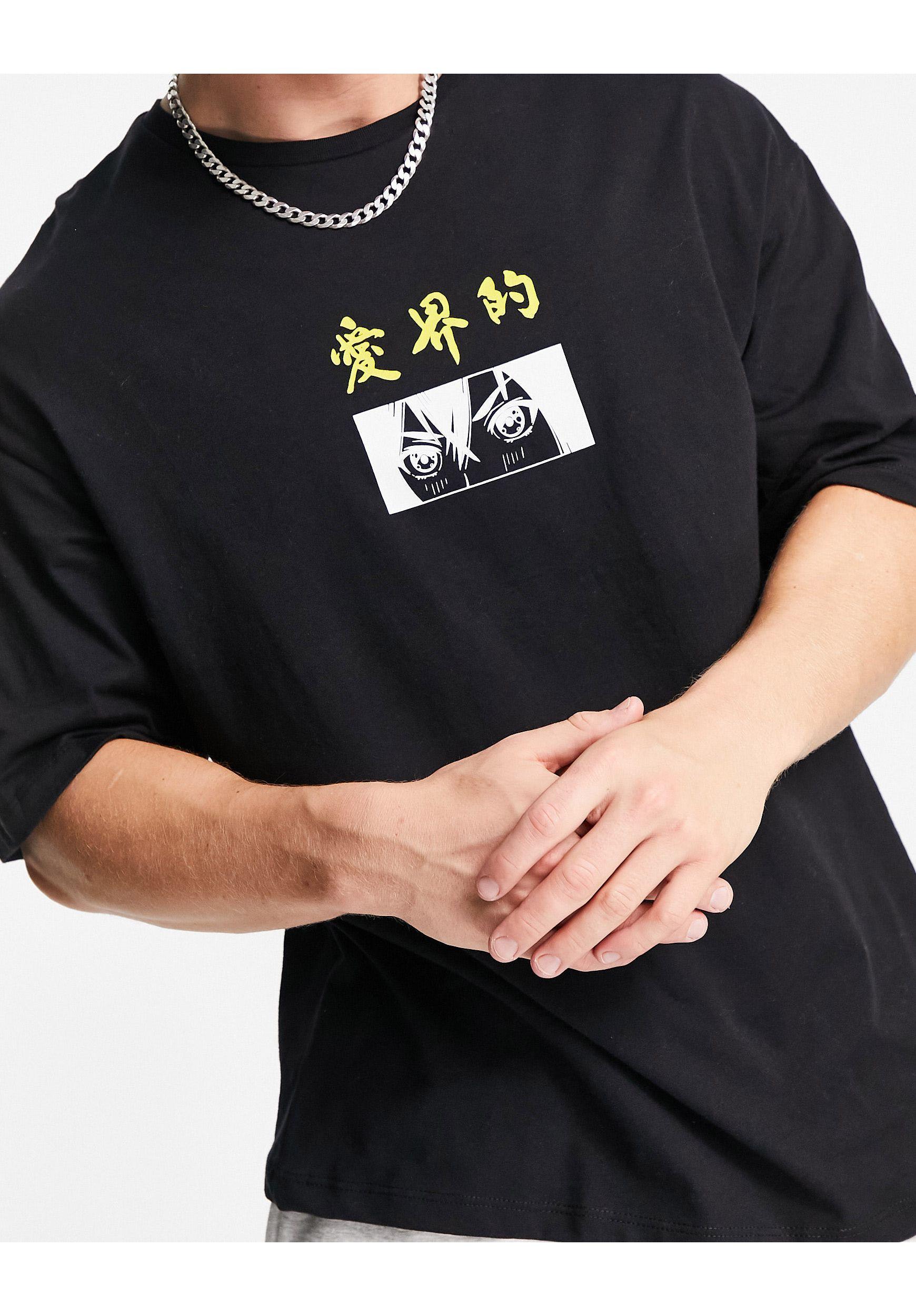 Jack Jones Originals Oversized T shirt Met Mangaprint Op Rug in het Zwart voor heren Lyst NL