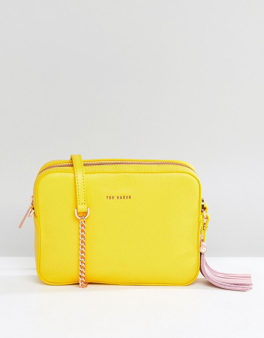 Ted Baker Leather Camera Bag With Tassle in Yellow | Lyst