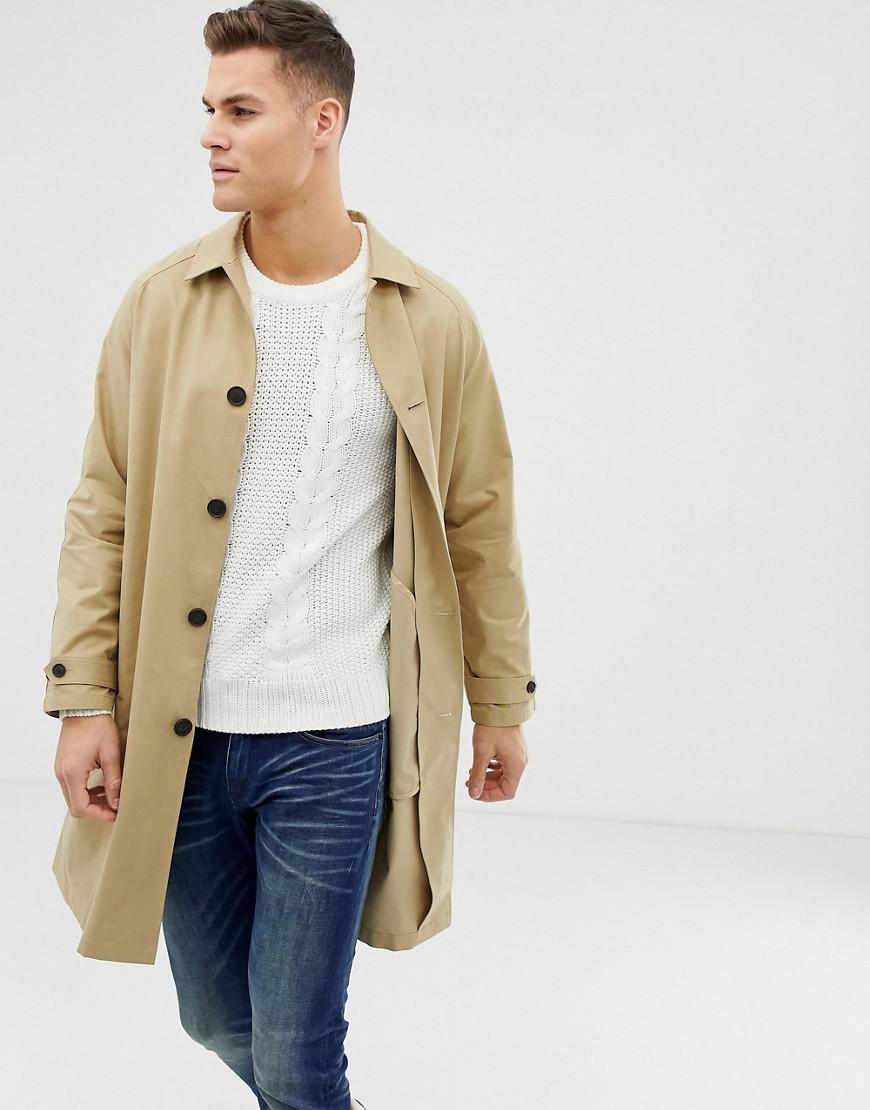 ASOS Cotton Longline Trench Coat In Camel in Tan (Natural) for Men Lyst