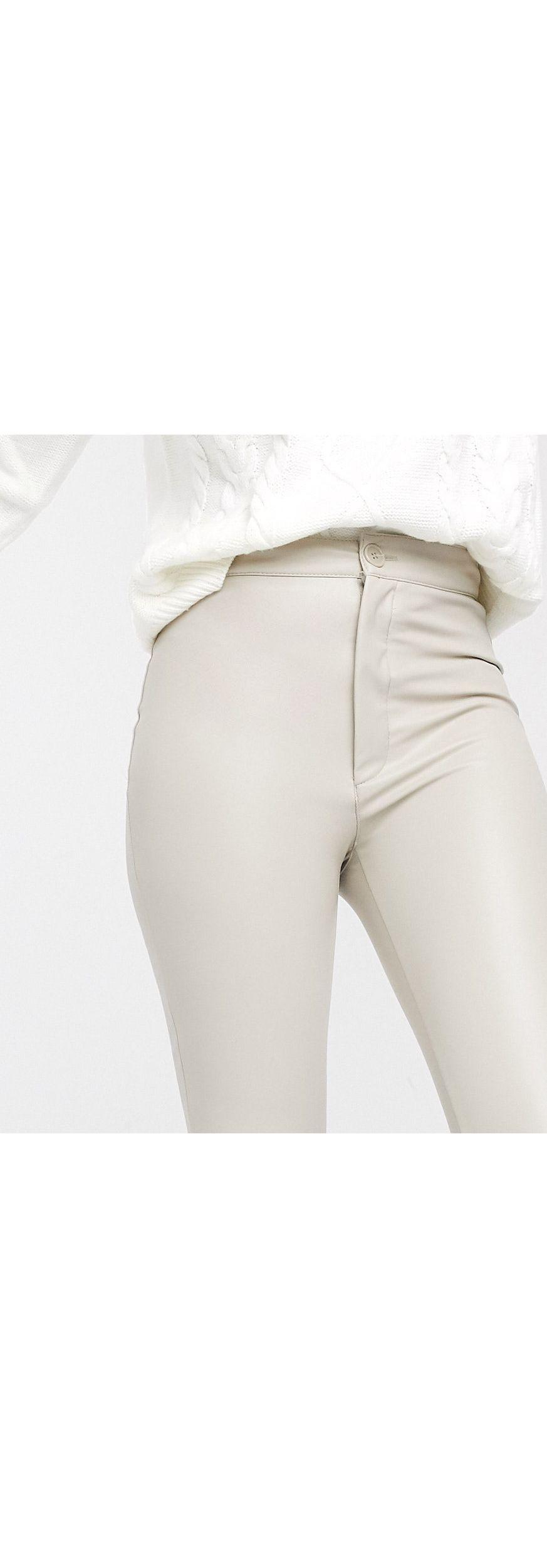Pull\u0026Bear Denim Faux Leather Trousers 