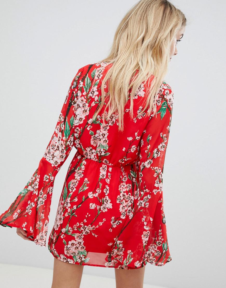Buy boohoo red floral dress> OFF-74%
