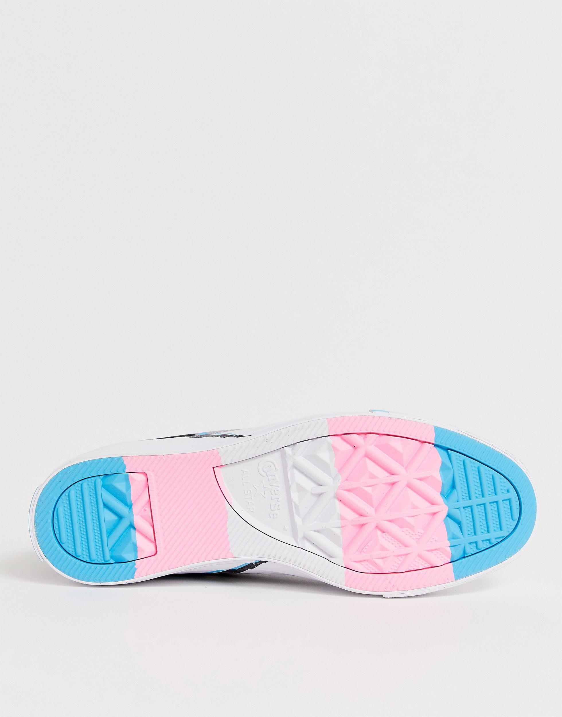 Converse Lace Pride Chuck Taylor Hi All Star Blue And Pink Lightening Bolt  Trainers in Gray | Lyst