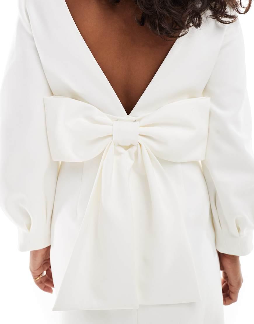 open lace back dress Layered Bow Lace Mini Dress Cream/Black / S