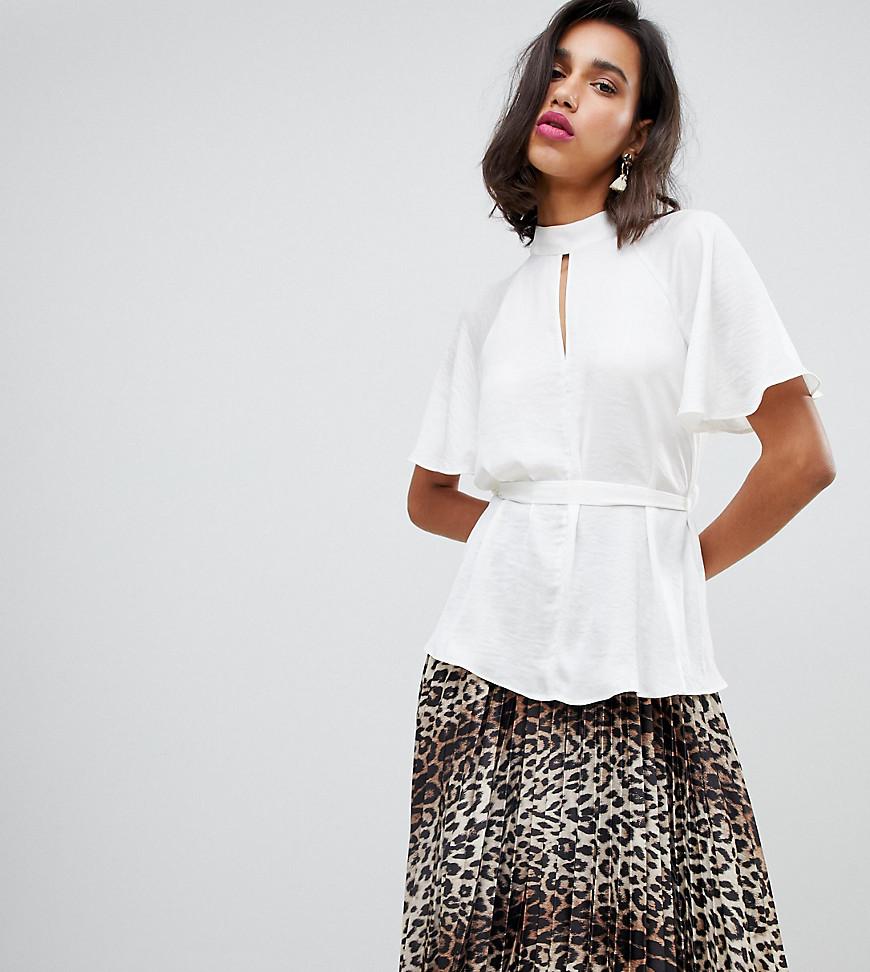 River Island Blouse With Keyhole Detail In Ivory in White - Lyst