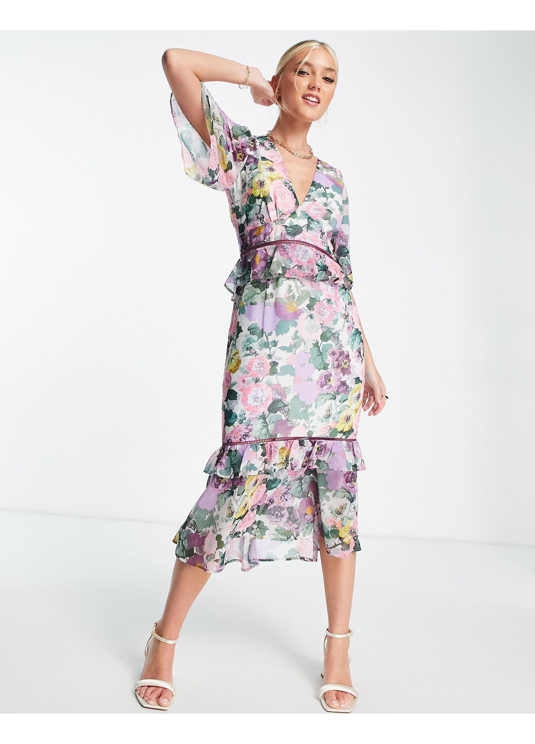 Hope & Ivy Synthetic Hattie Polyester Floral Dress in Pink Lyst