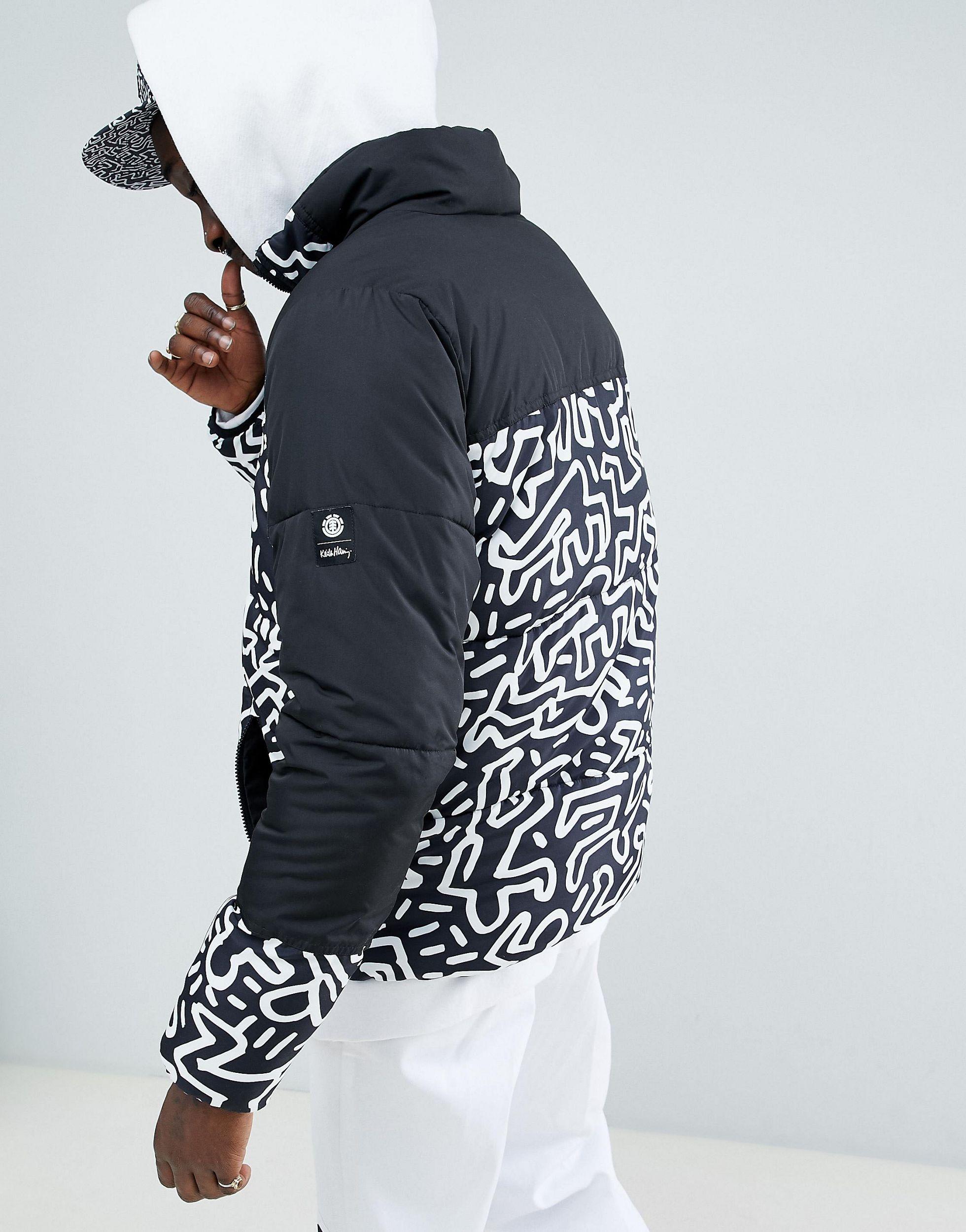 Element X Keith Haring Reversible Puffer Jacket in Black for Men