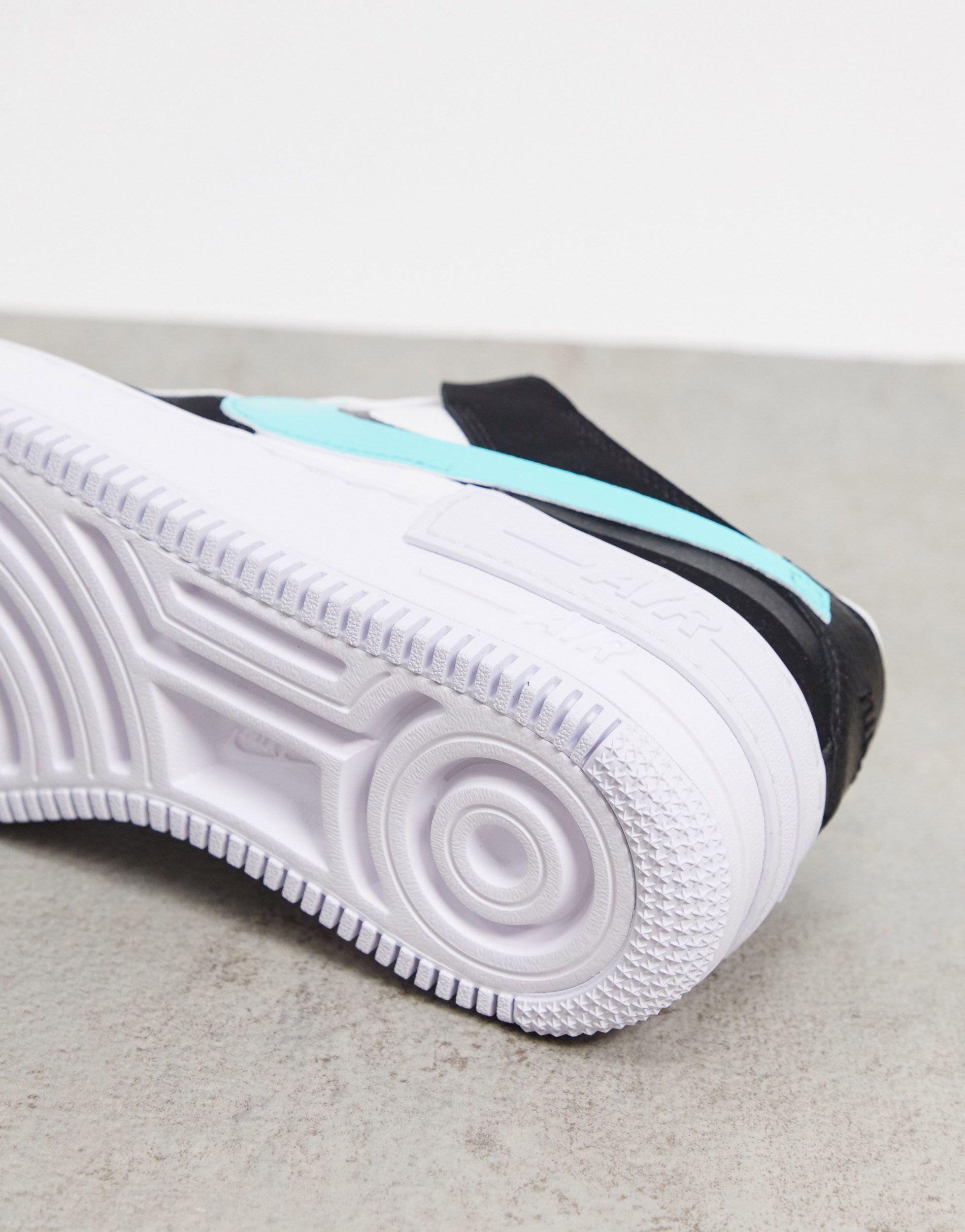 Air Force 1 Shadow Baskets Blanc noir et turquoise Nike en