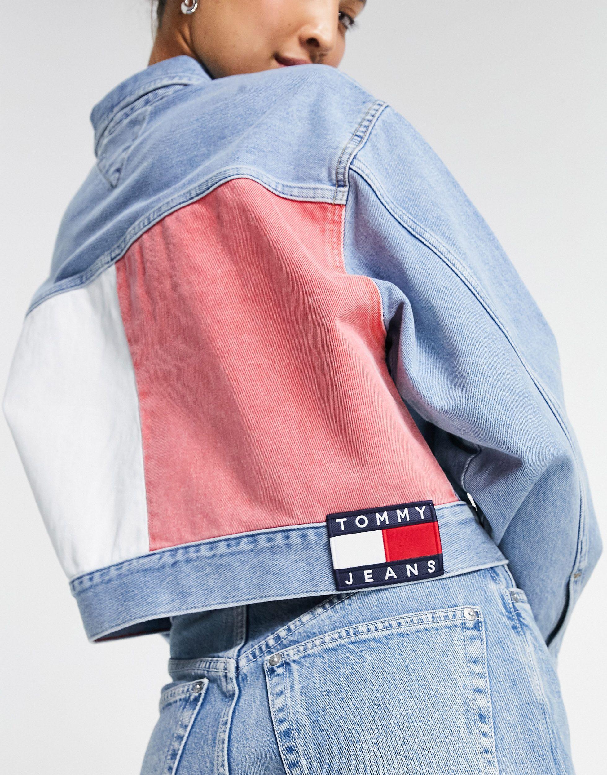 Veste en jean oversize courte aux couleurs Tommy Hilfiger en coloris Bleu |  Lyst