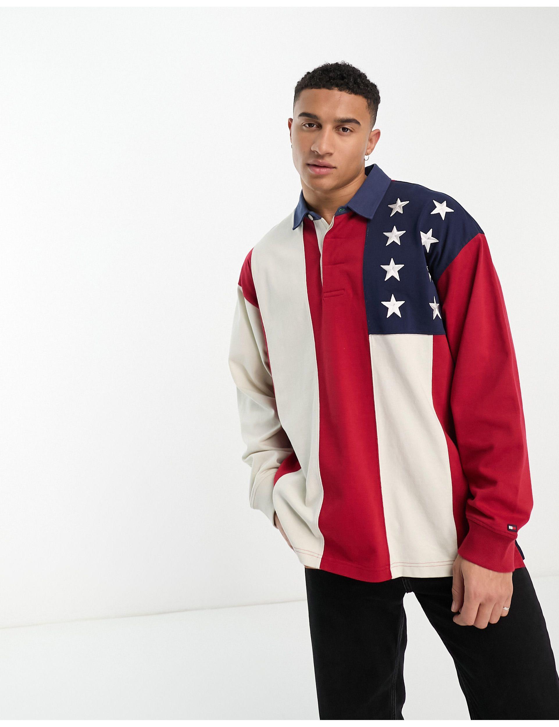 Tommy Hilfiger X Shawn Mendes Long Sleeve American Flag Rugby Shirt in ...