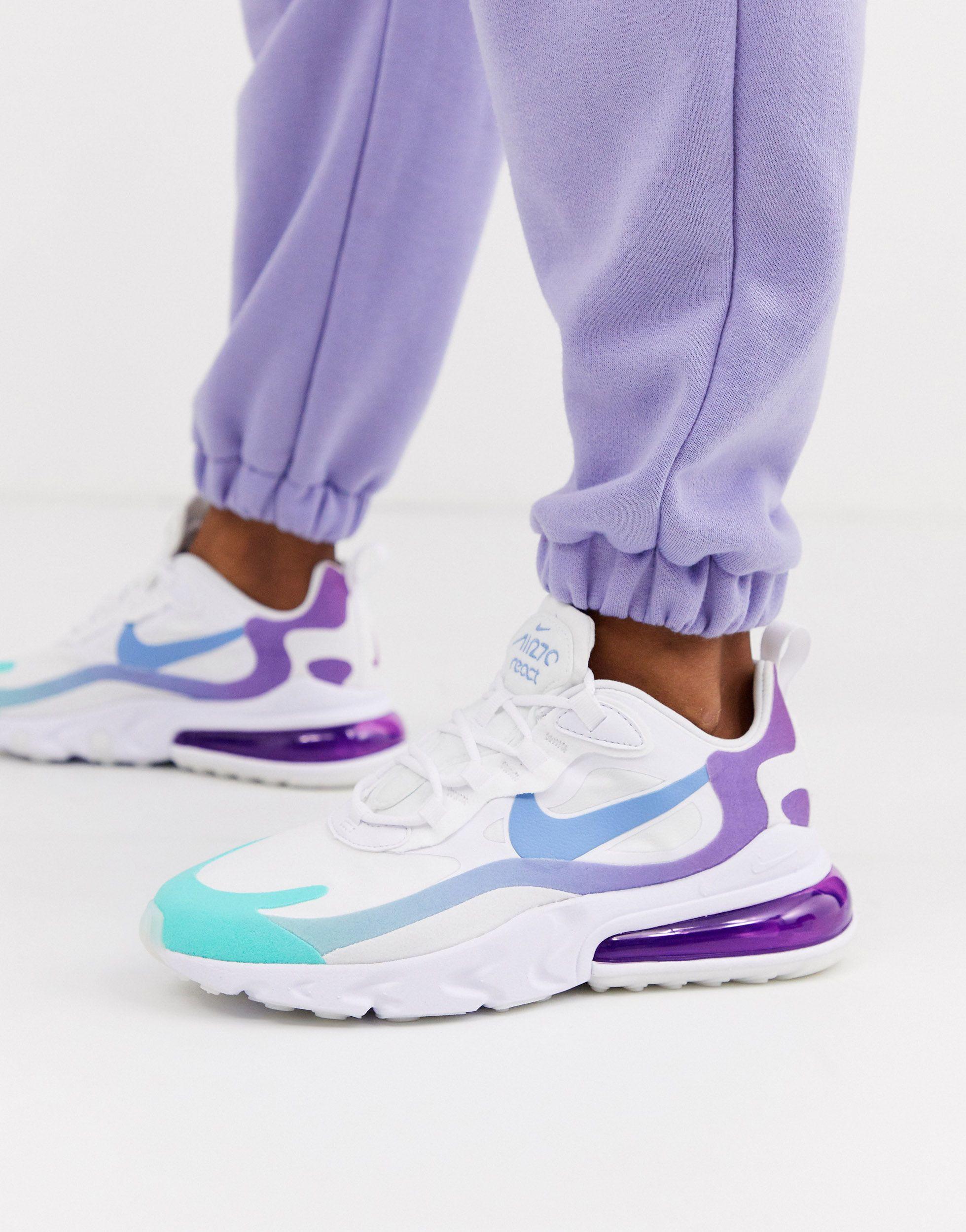 Nike Blue And Purple Air Max 270 React Sneakers-pink | Lyst