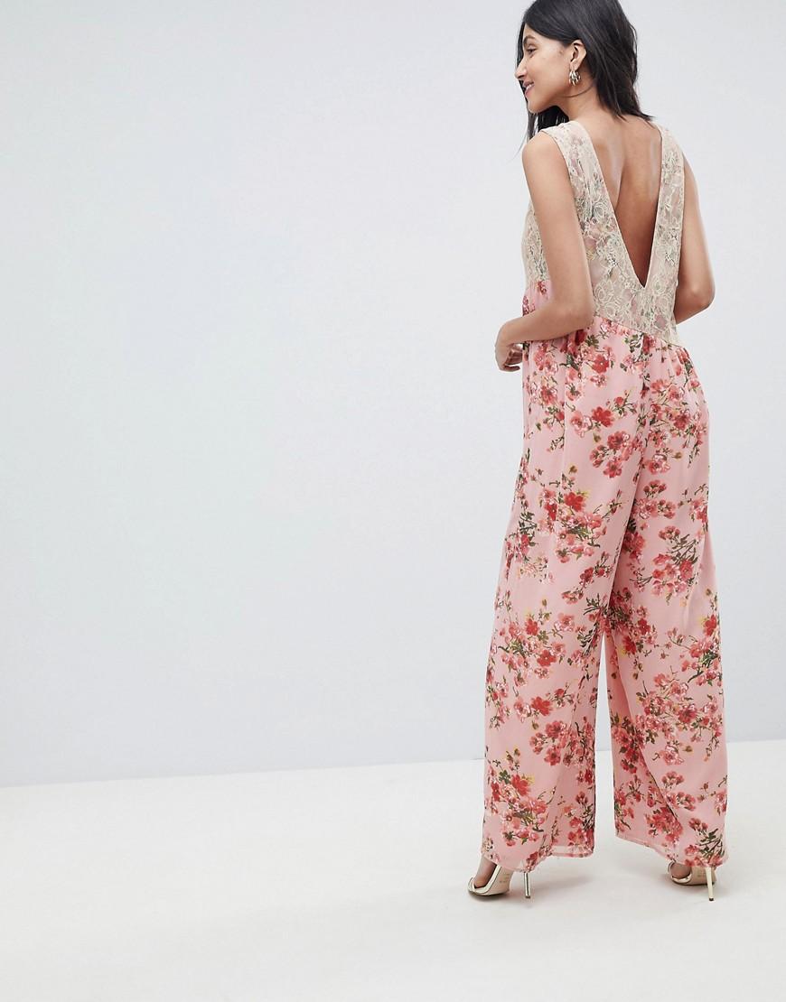 ASOS Lace Jumpsuit in Pink Lyst