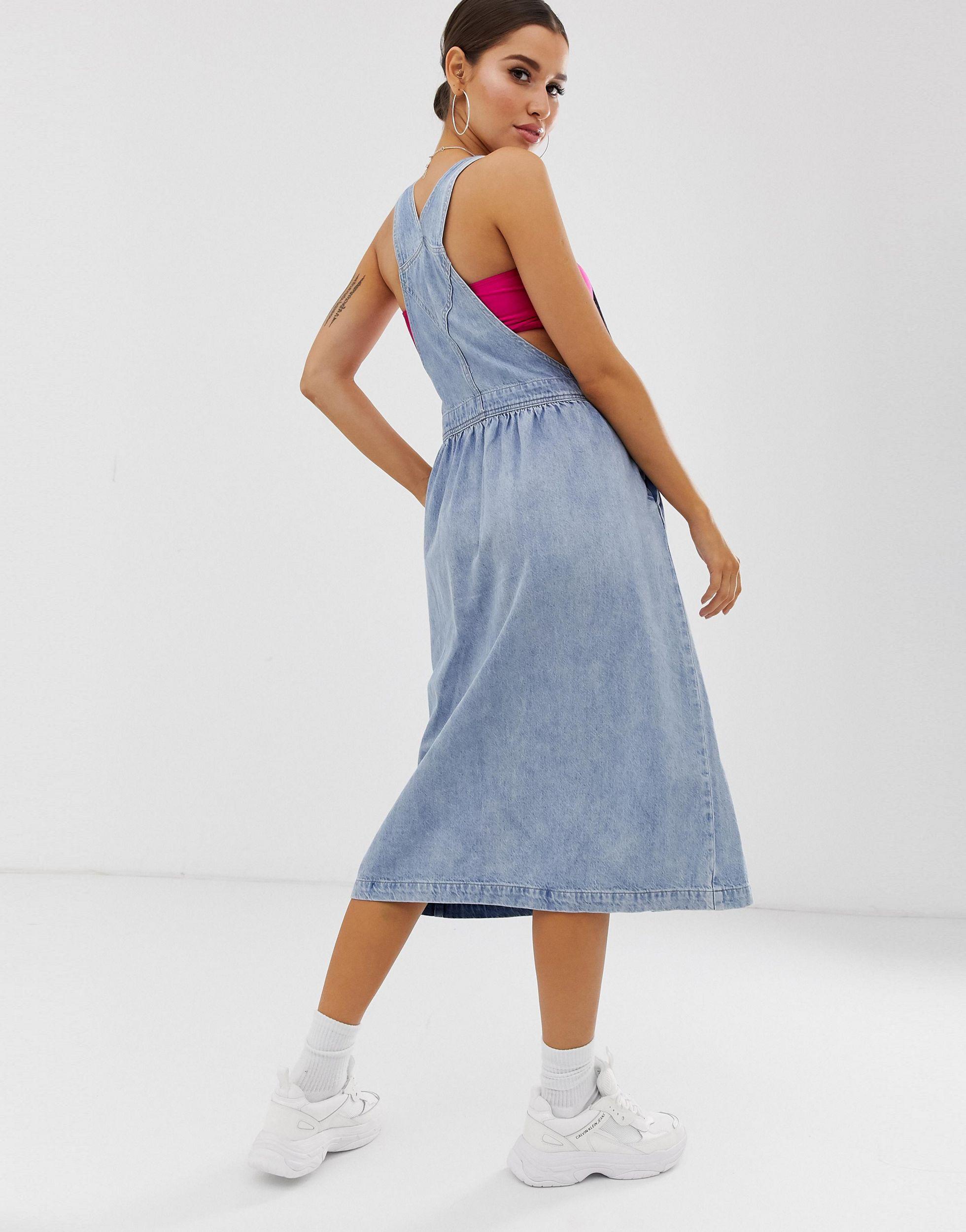 Iconic Robe salopette Calvin Klein en coloris Bleu Lyst