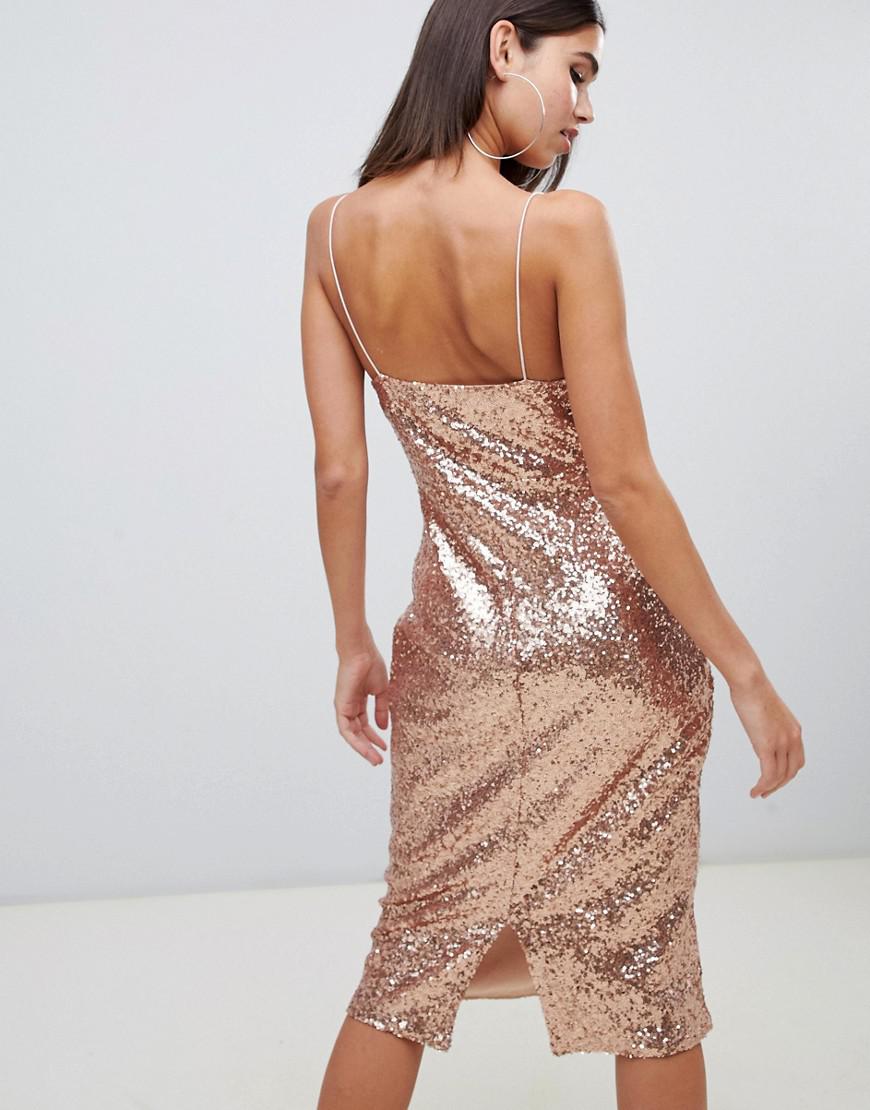 sequin cami midi dress by club l