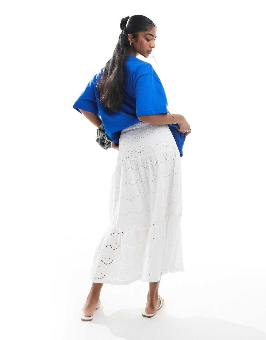 French Connection Broderie Tiered Midaxi Skirt in Blue Lyst UK
