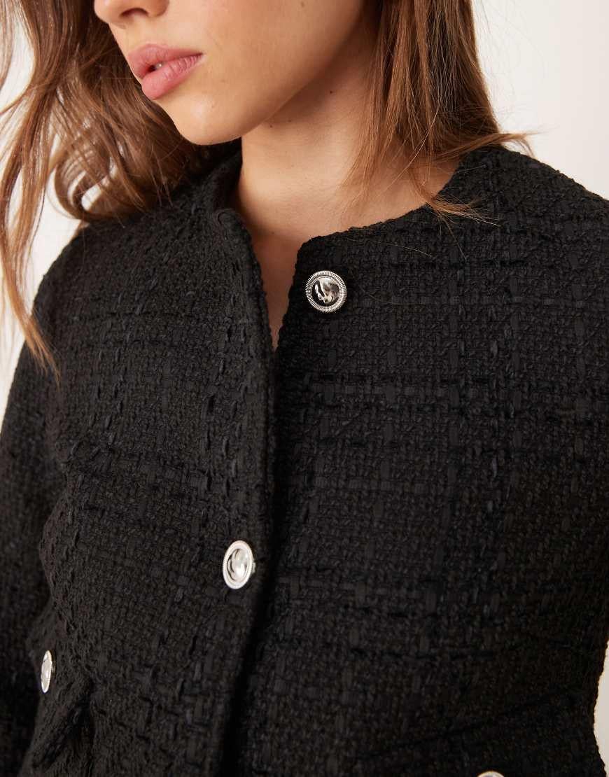 New Look Jacket Black Boucle New Look Boucle Cropped Jacket Co-ord