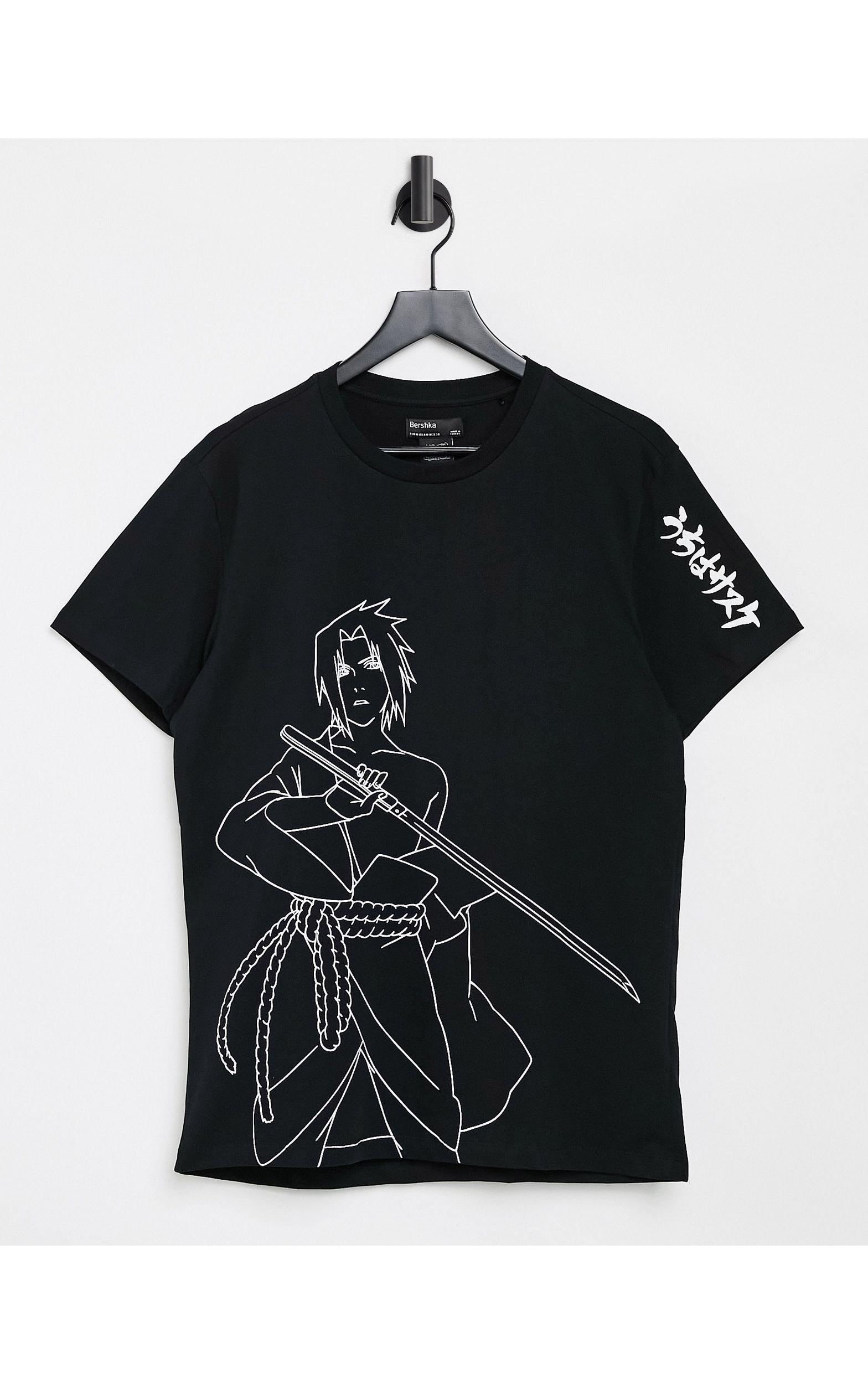 Bershka Naruto Chest & Back Print T-shirt in Black for Men | Lyst