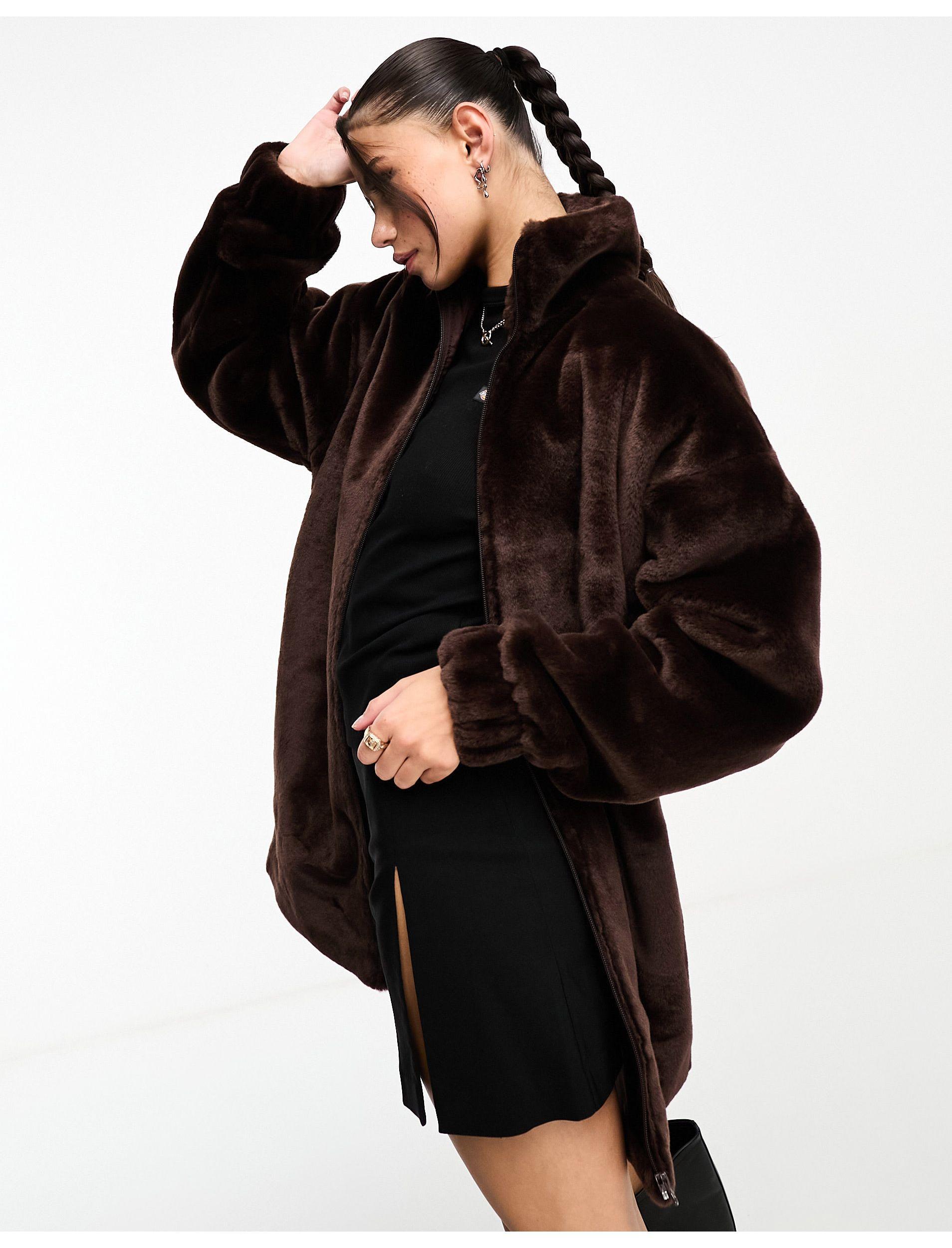 adidas Originals 'neutral Court' Faux Fur Coat With Trefoil in Black