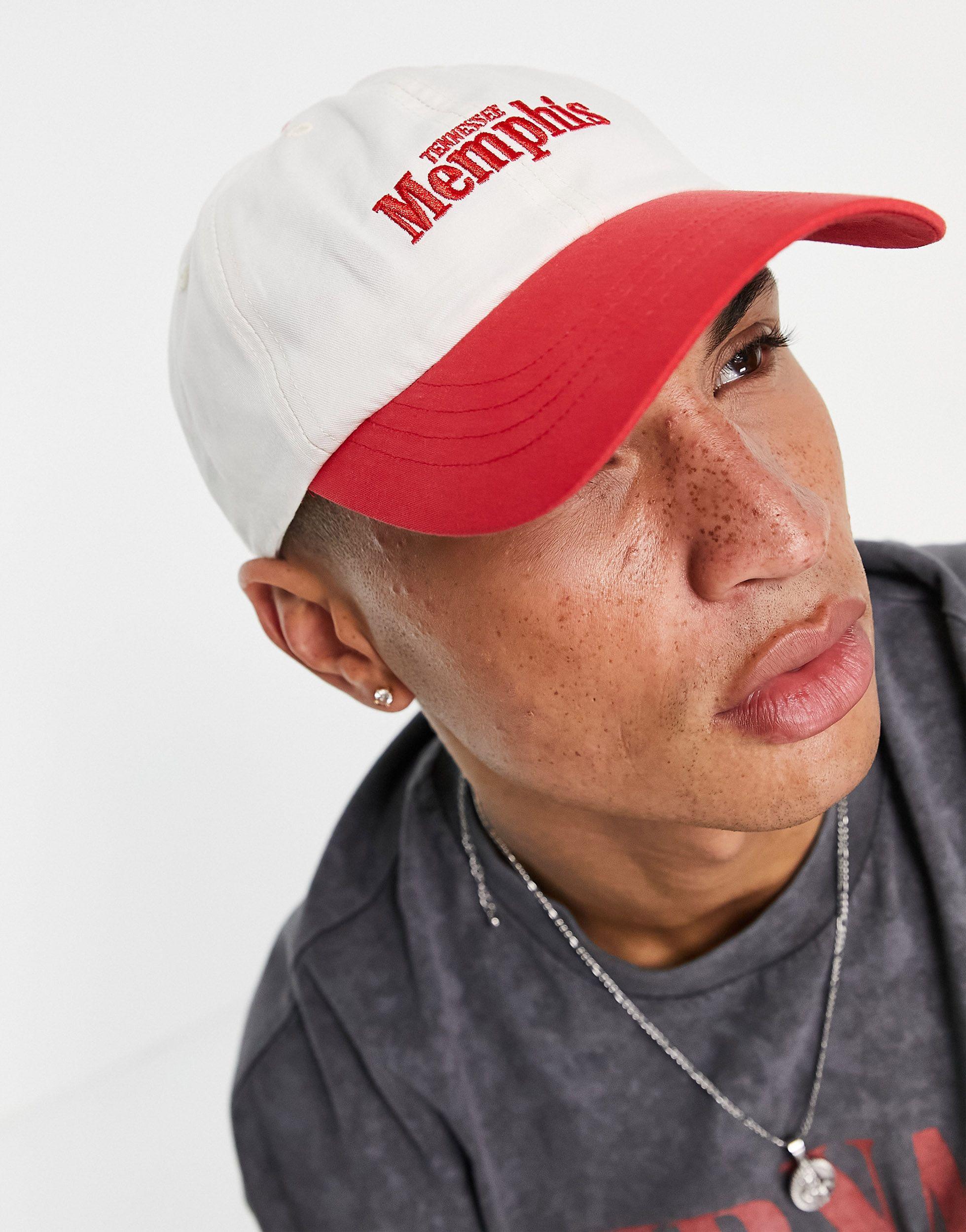 ASOS Cotton 5 Panel Cap With Text in Red for Men - Lyst