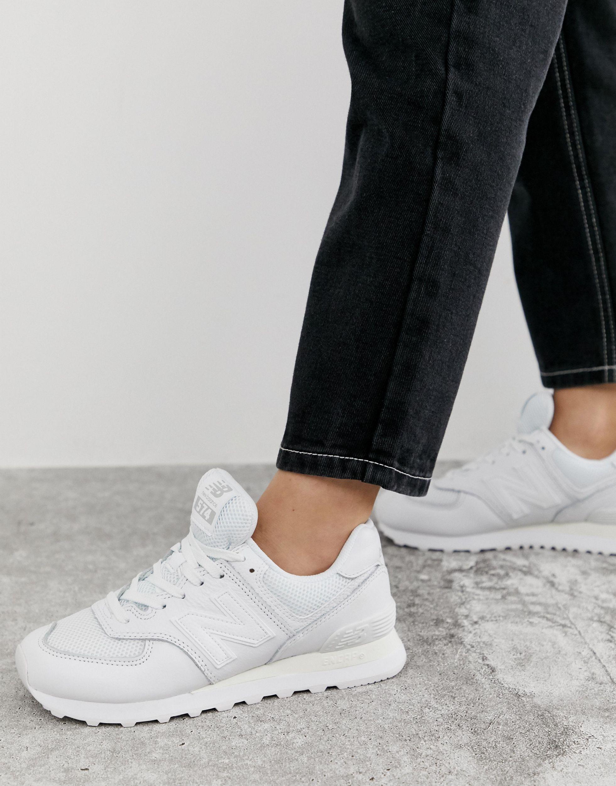 New Balance Leder – 574 – Komplett weiße Sneaker in Weiß | Lyst AT