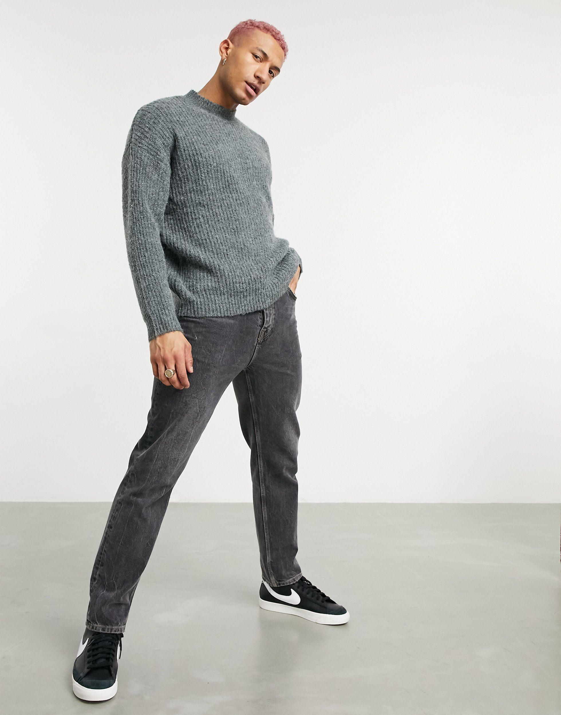 Pull&Bear Ribbed Crew Neck Sweater in Brown for Men - Lyst
