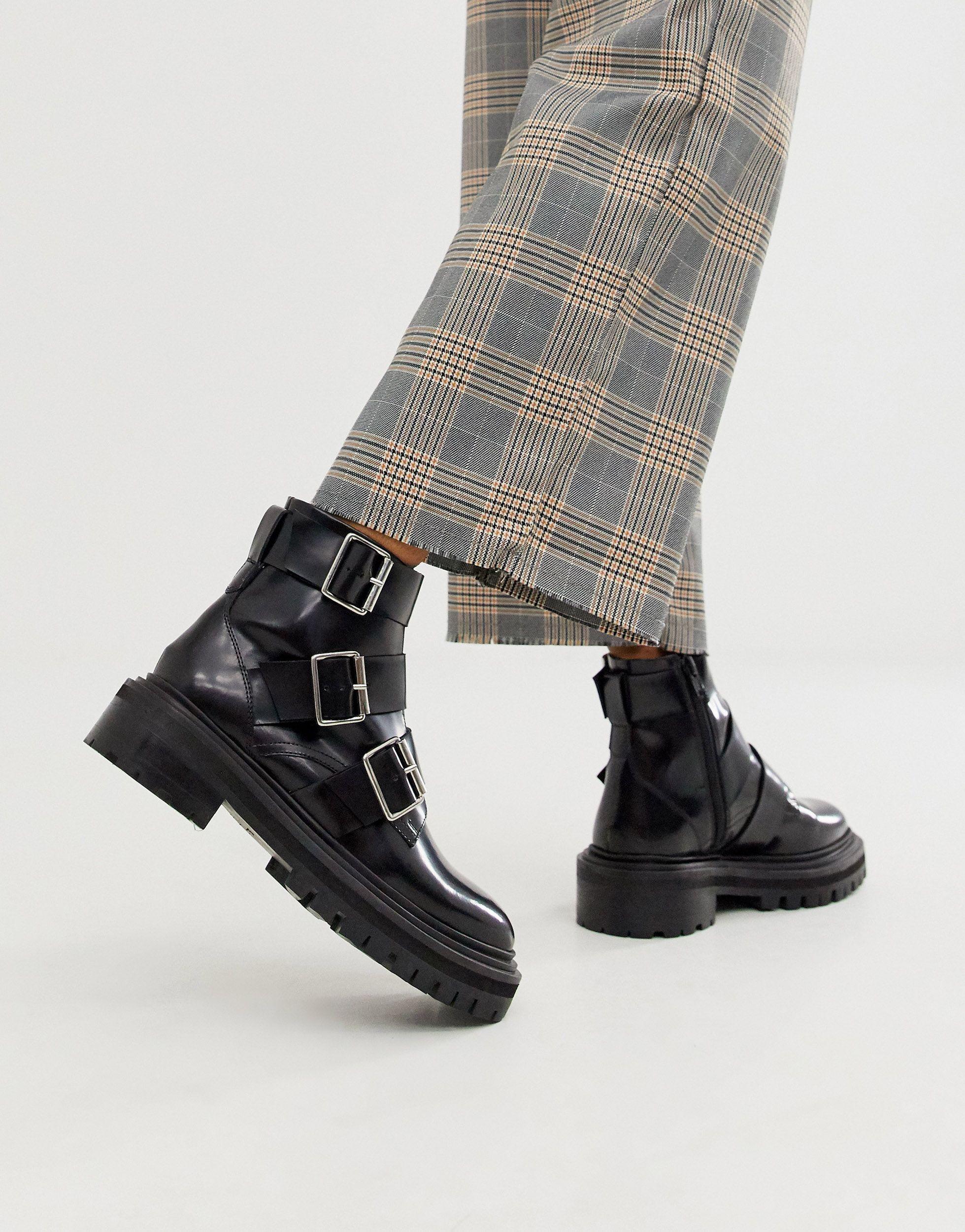 asos black biker boots