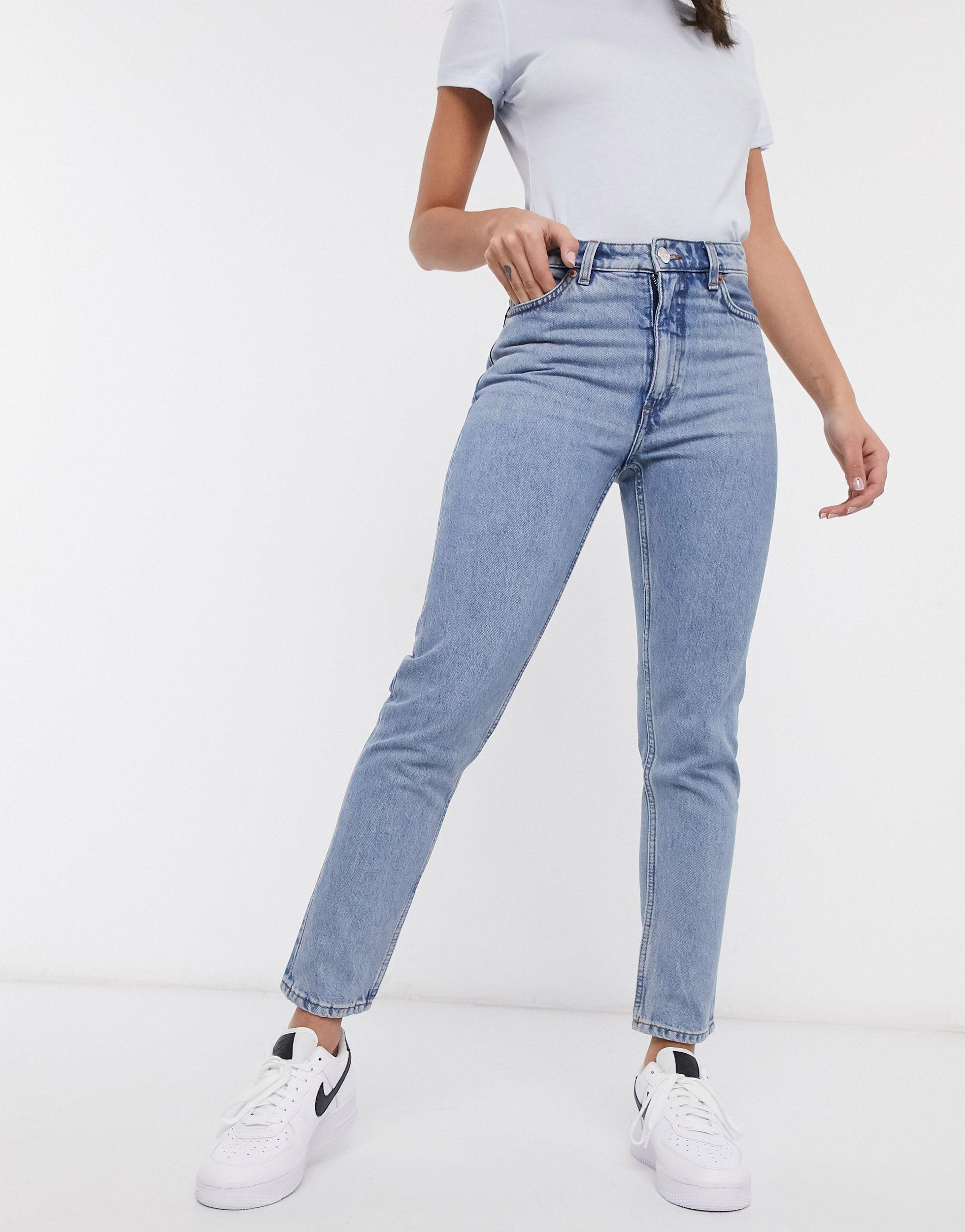 Minachting Uitrusting jogger Monki Kimomo Cotton High Waist Mom Jeans in Blue | Lyst