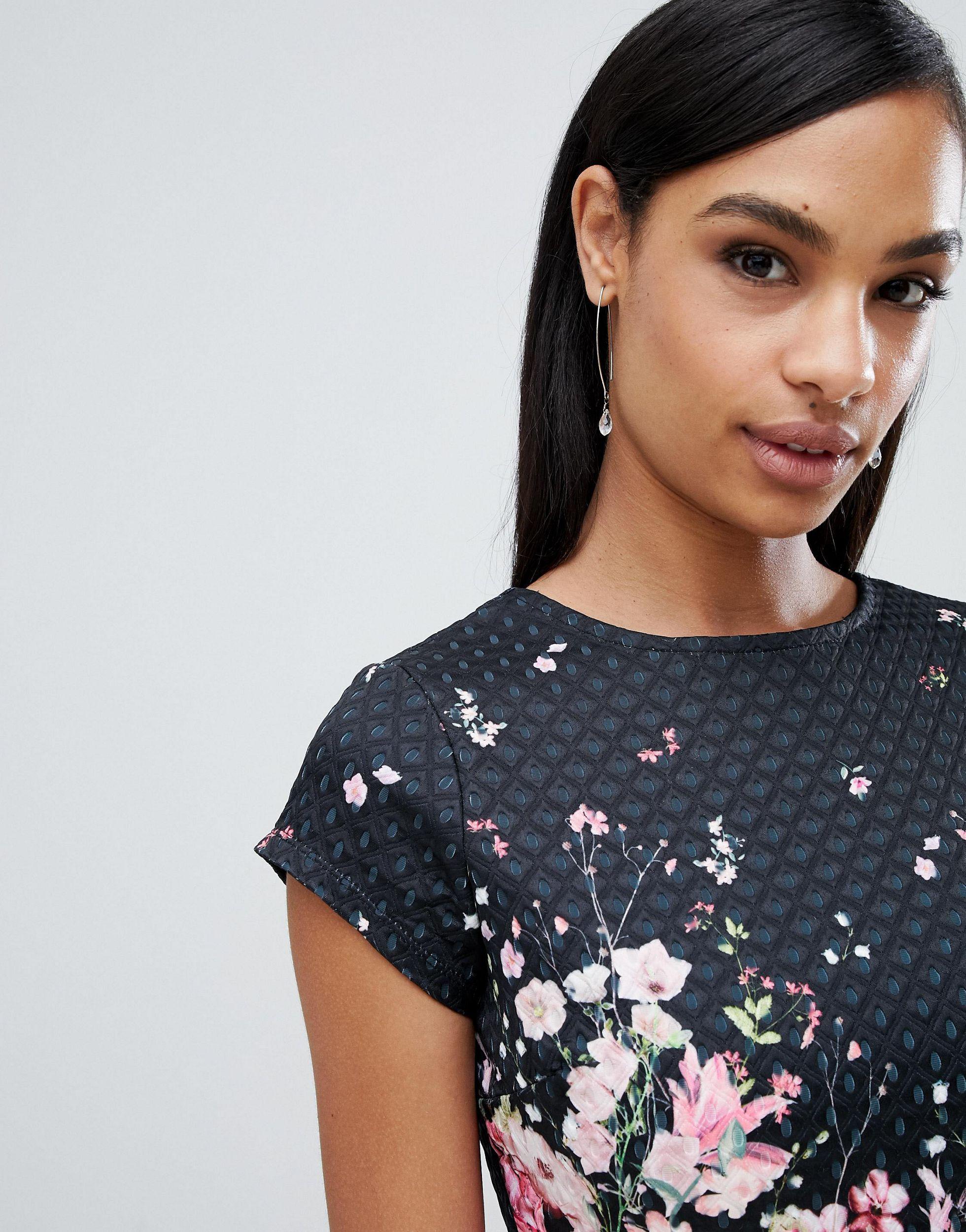 lipsy delilah printed burnout skater dress