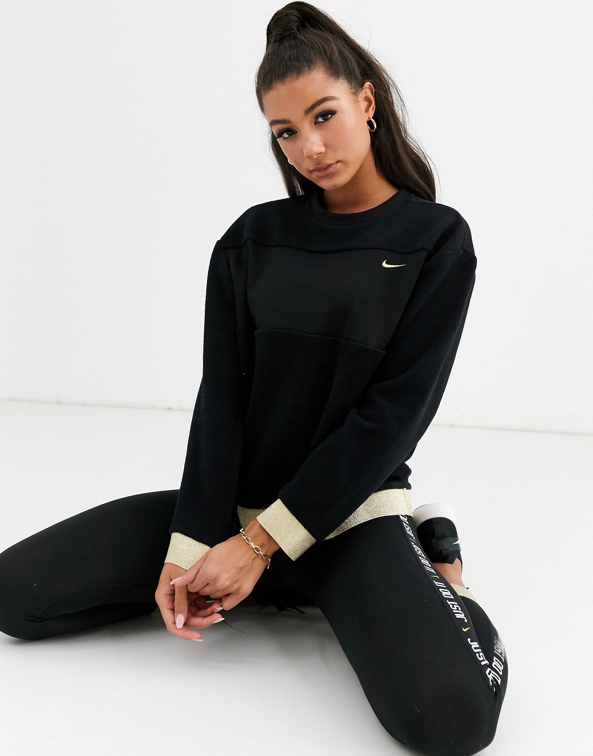 Nike Fleece Long Sleeve Top With Gold 