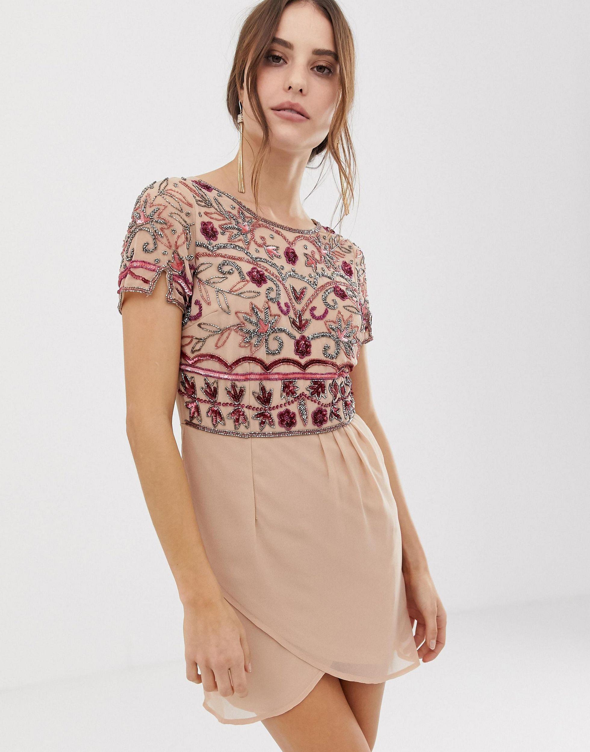 wrap front frill dress