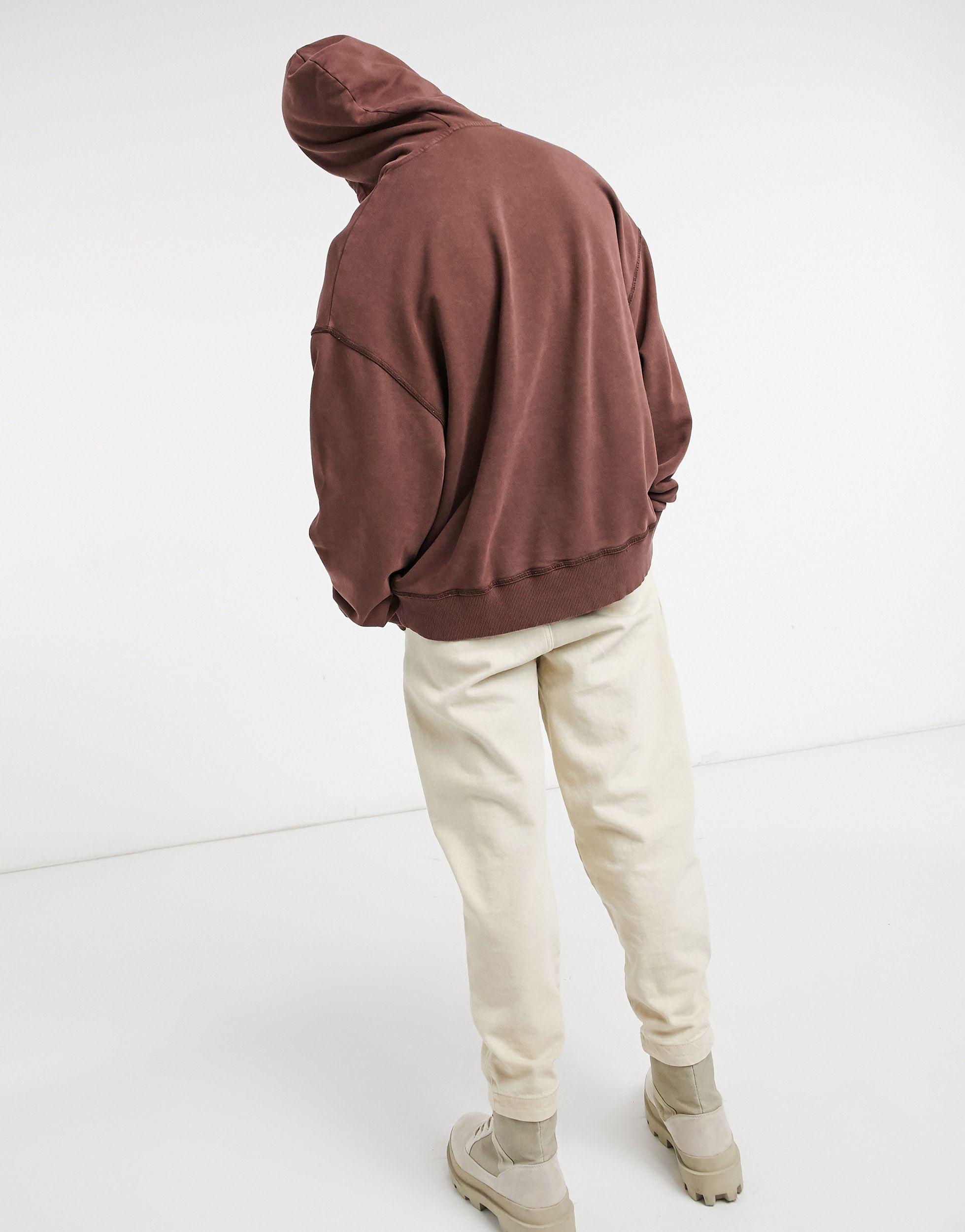 Collusion Oversized Hoodie With Contrast Seam Detail in Brown for Men ...