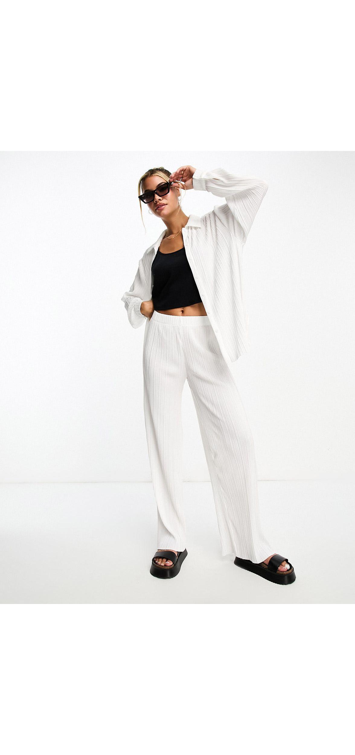 Pantalon droit plissé d'ensemble - blanc Pimkie en coloris Blanc | Lyst