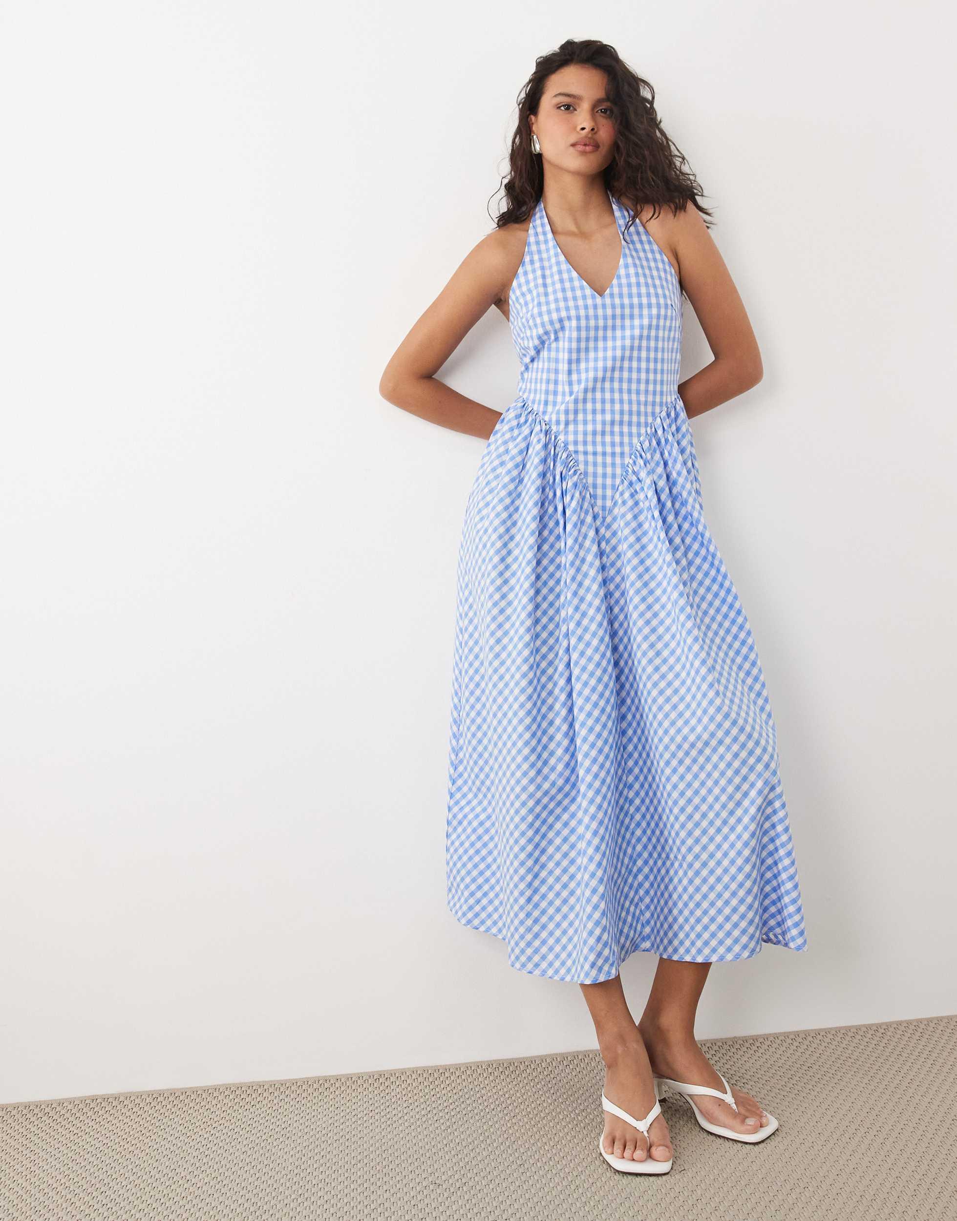 Designer Blue Gingham Pinafore Dress for Women - Up to 57% off | Lyst