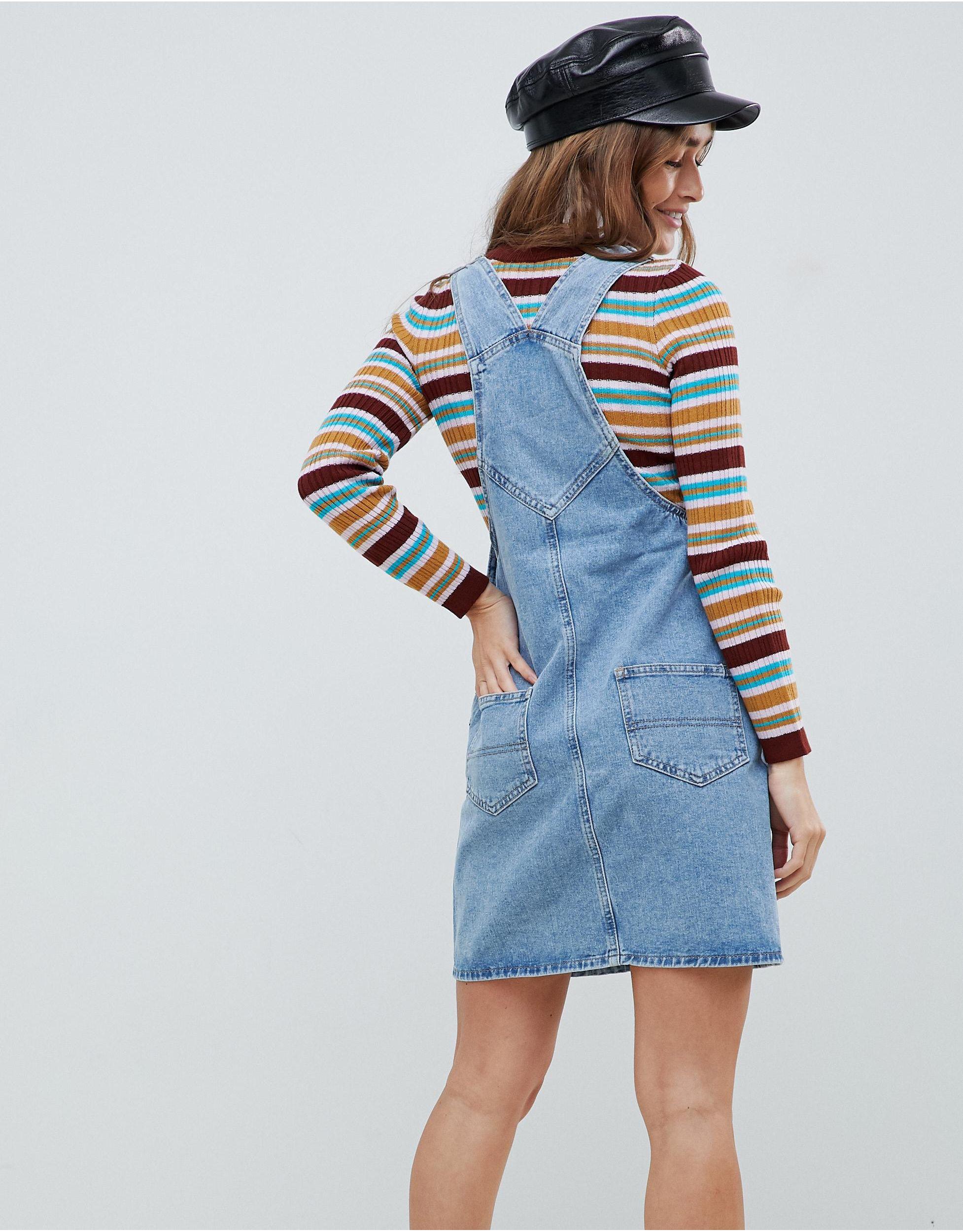 petite denim dungaree dress