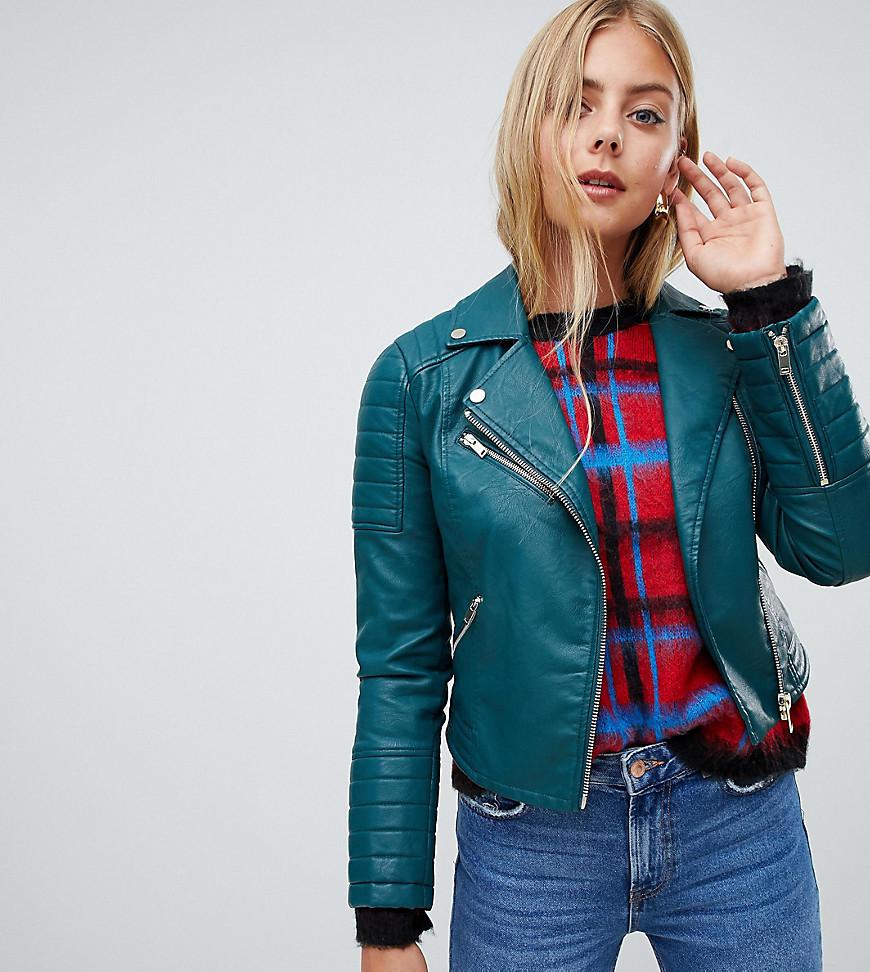 turquoise moto jacket