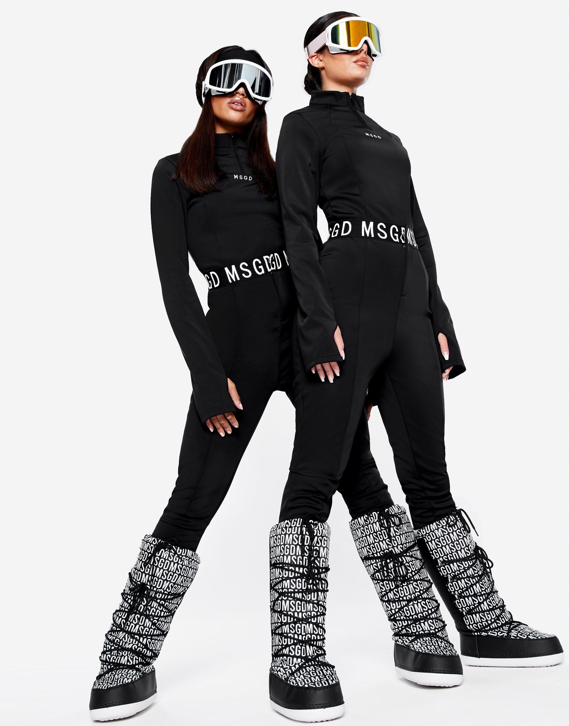 Missguided Ski Thermal Bodysuit In White-Black for Women