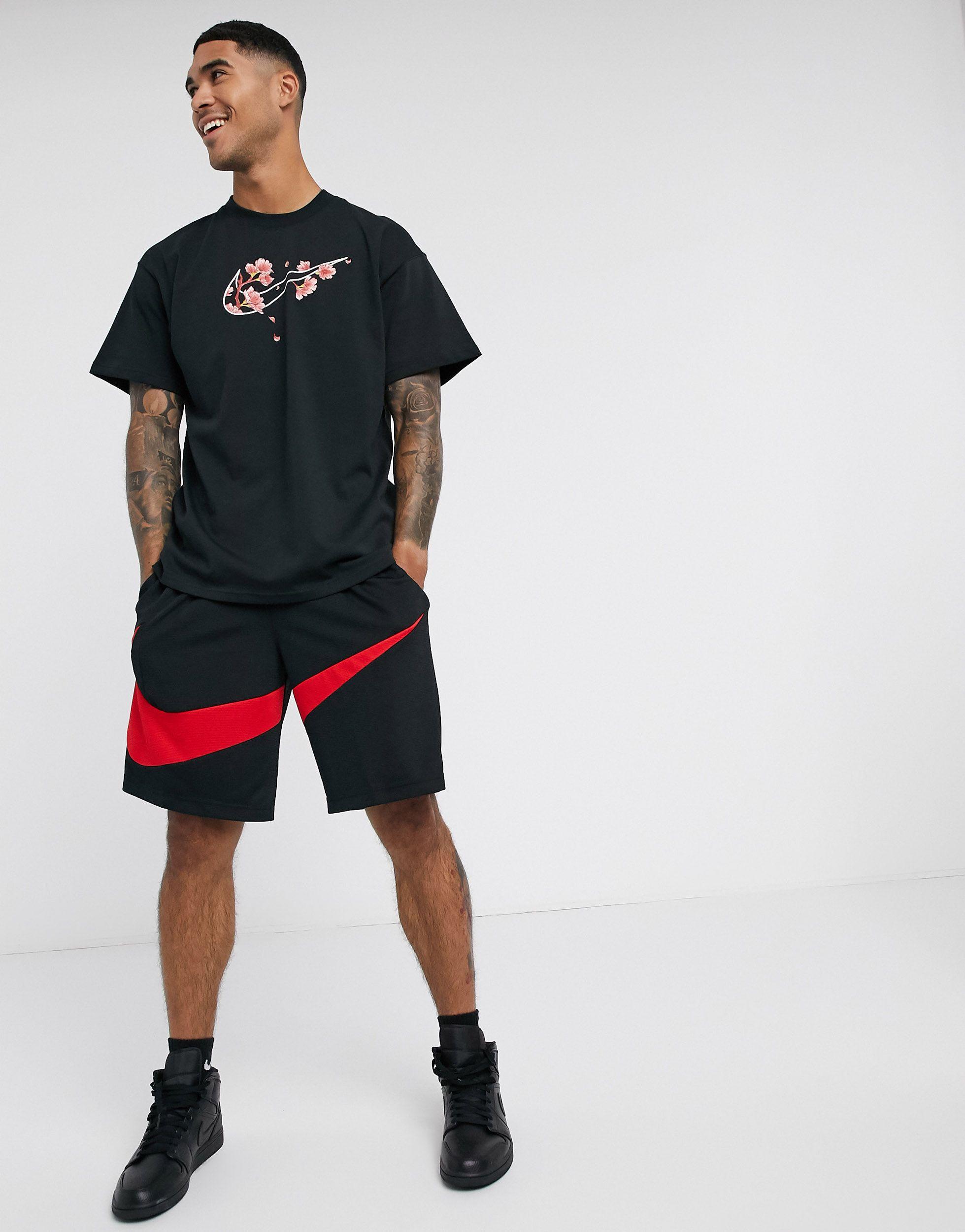 Buy > nike basketball swoosh logo shorts > in stock