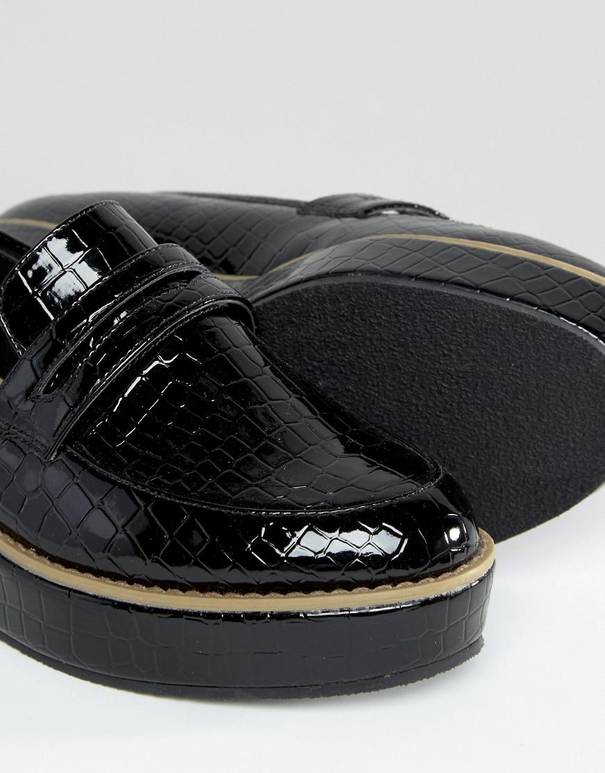 ASOS Leather More Time Flatform Loafers in Black Lyst