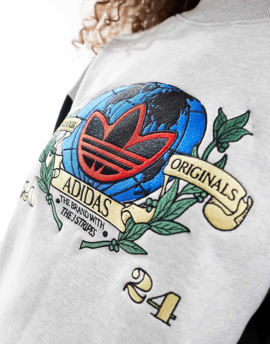 adidas originals sweatshirt with embroidered small logo grey